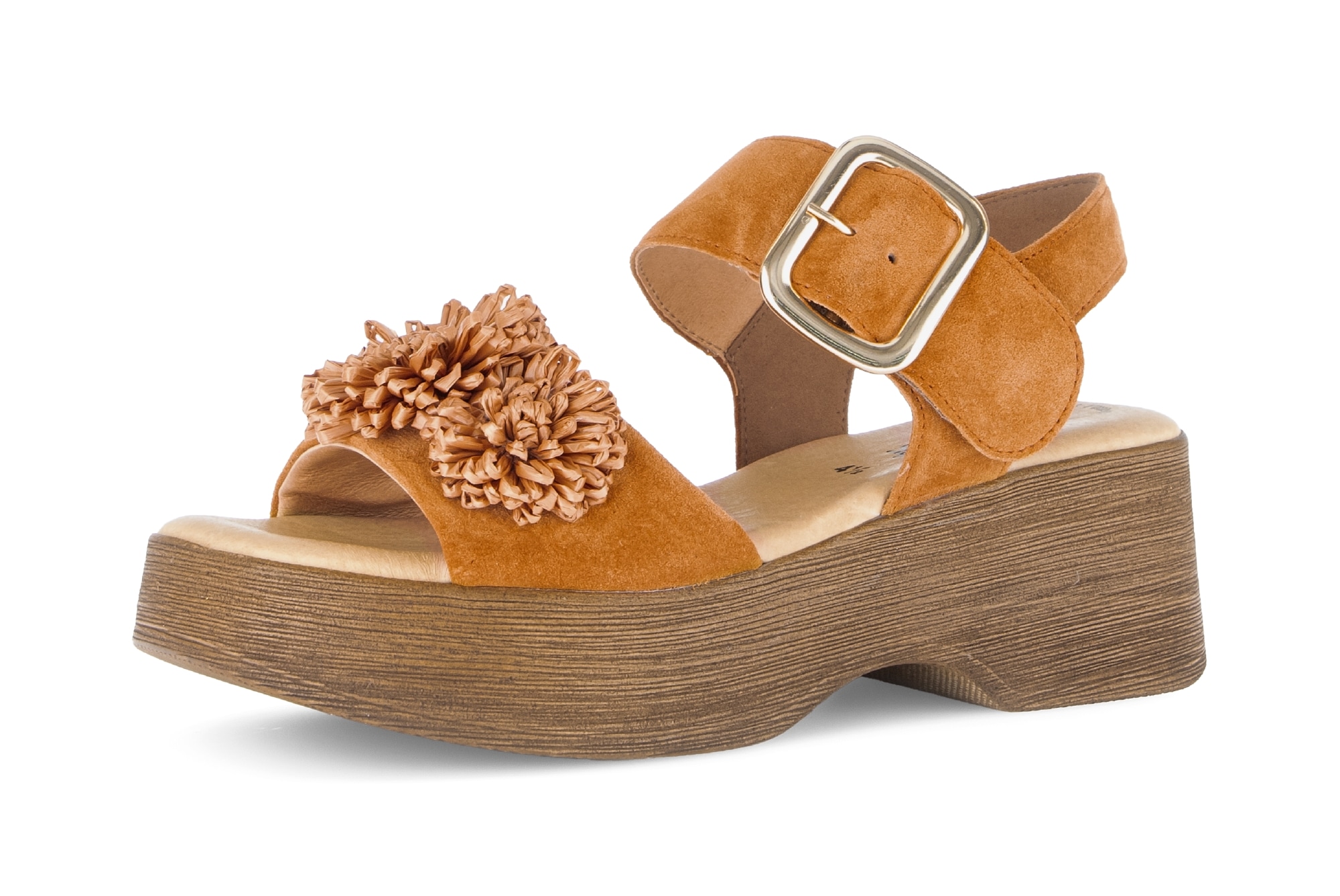 Gabor, Sommmerschuh mit Plateau und Absatz in Holzoptik