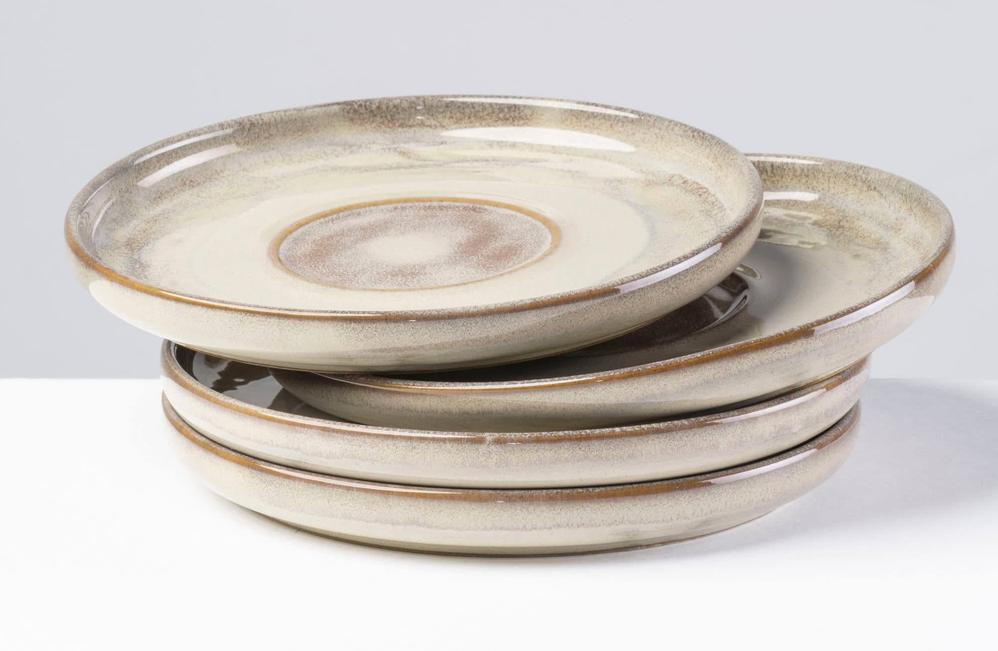 gipfelstück Untertasse "Teller Set, Nebelwald" Scandi-Style, glänzende Reaktivglasur, jedes Stück ein Unikat
