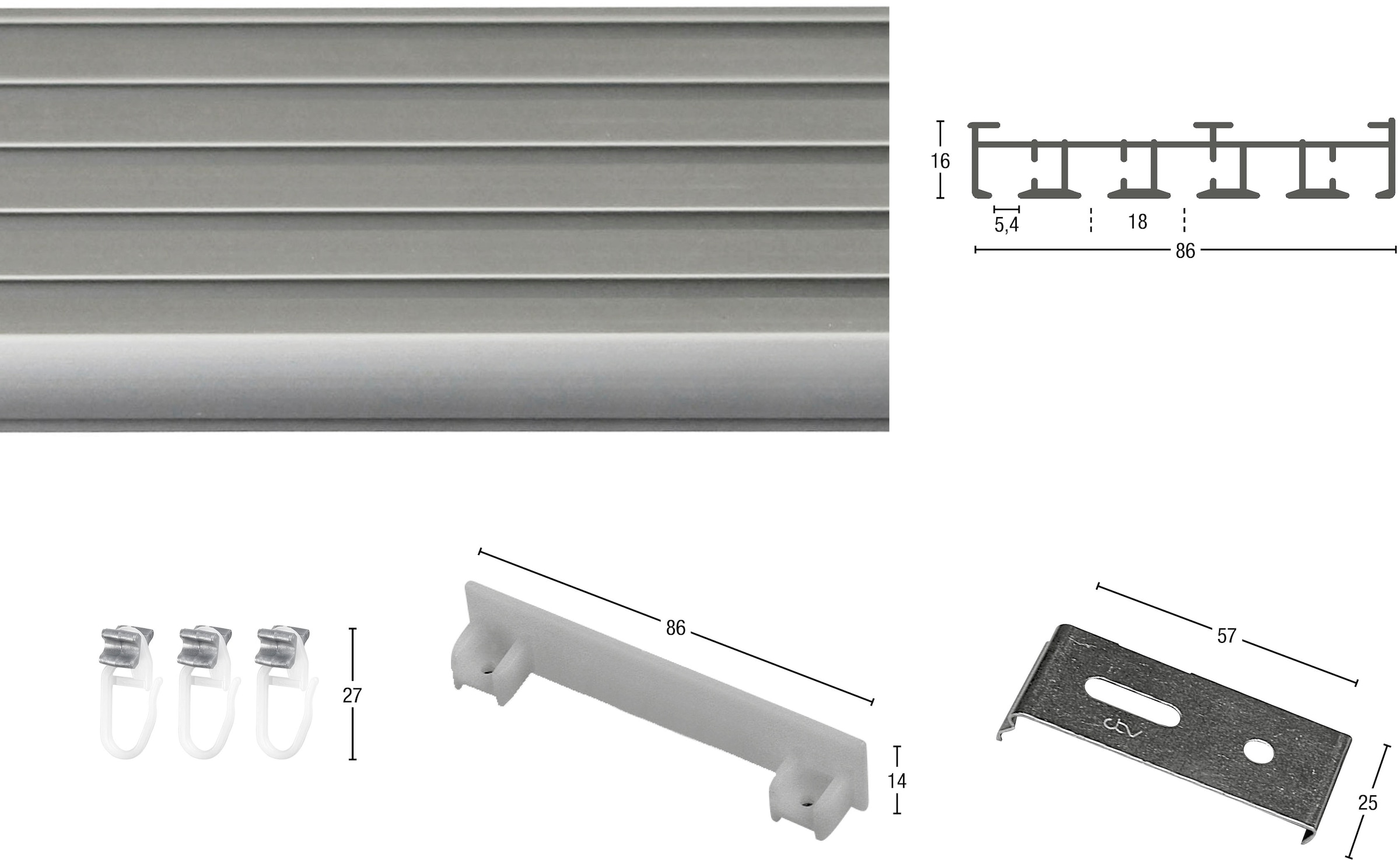GARESA Gardinenschiene »Flächenvorhangschiene SMART«, 5 läufig-läufig,  Wunschmaßlänge, für Paneele, für Vorhänge, verlängerbar, Deckenmontage |  BAUR
