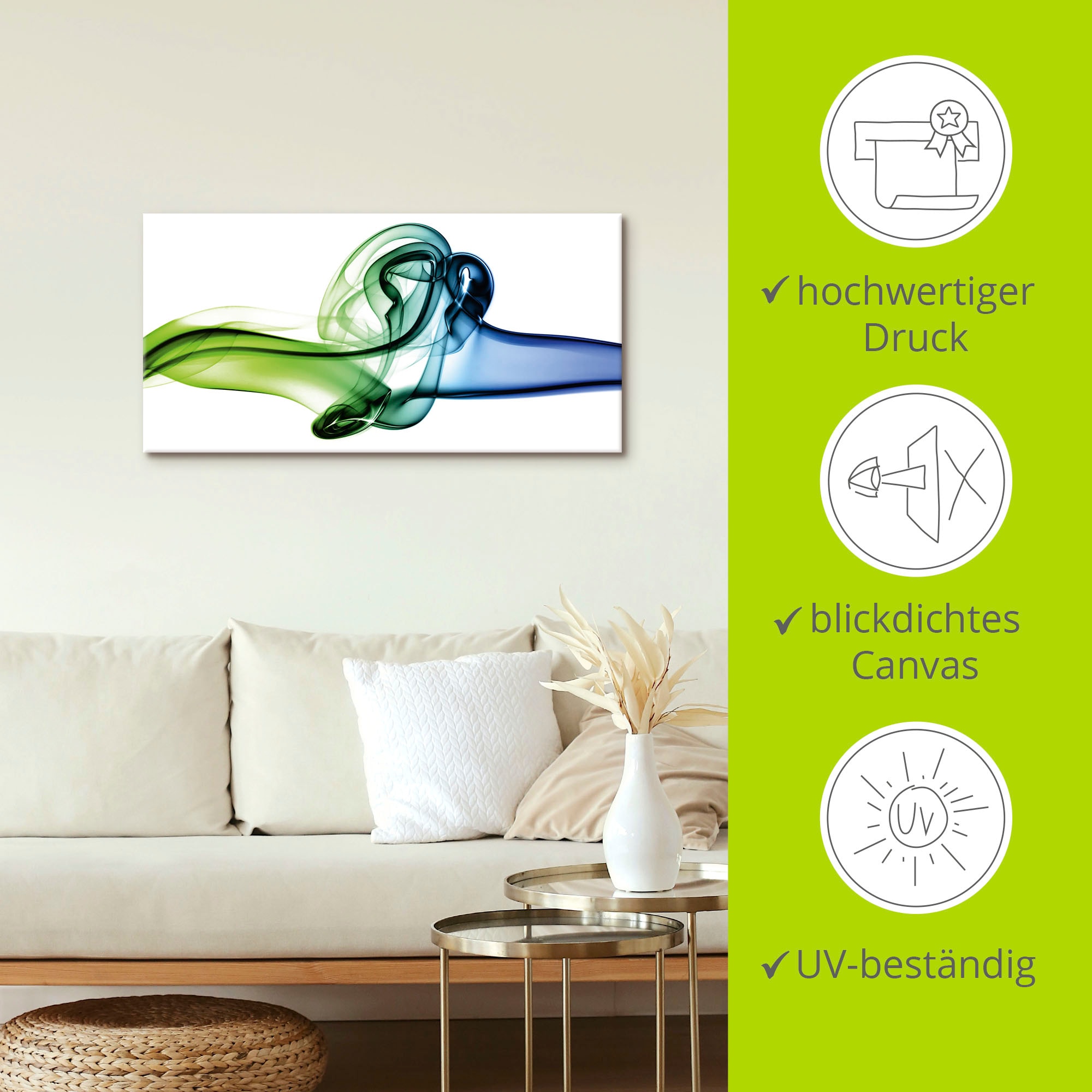 Artland Wandbild »Aufeinanderprallen von blau und grün«, Muster, (1 St.), als Alubild, Outdoorbild, Leinwandbild, Wandaufkleber, versch. Größen