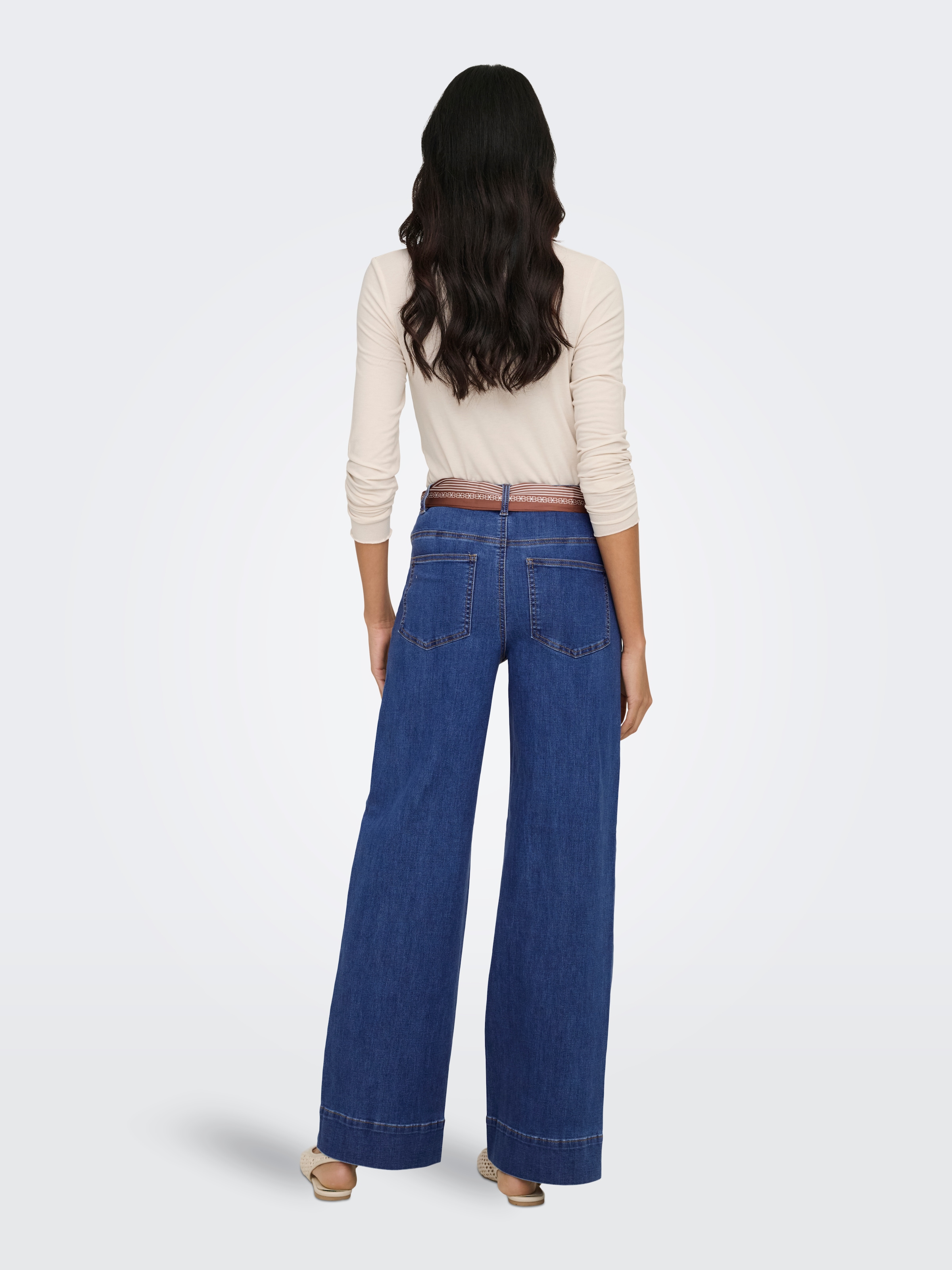 ONLY High-waist-Jeans »ONLMADISON HW WIDE SCARF DNM GUA« Materialmix, high waist, wide fit, mit modischem Tuch als Gürtel
