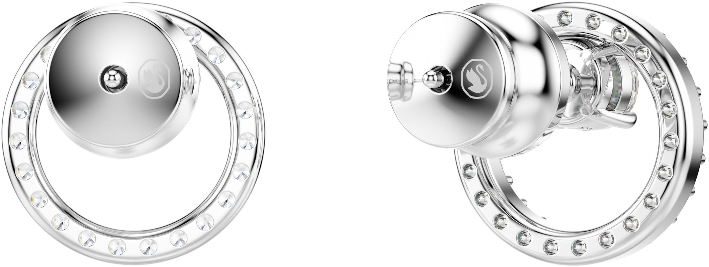 Paar Ohrstecker SWAROVSKI "Constella Pavé", silber (metallfarben, kristallweiß, kristallweiß), Ohrringe, Damen, 10,2mm, Metall, mit Swarovski Zirkonia (synth.) 9