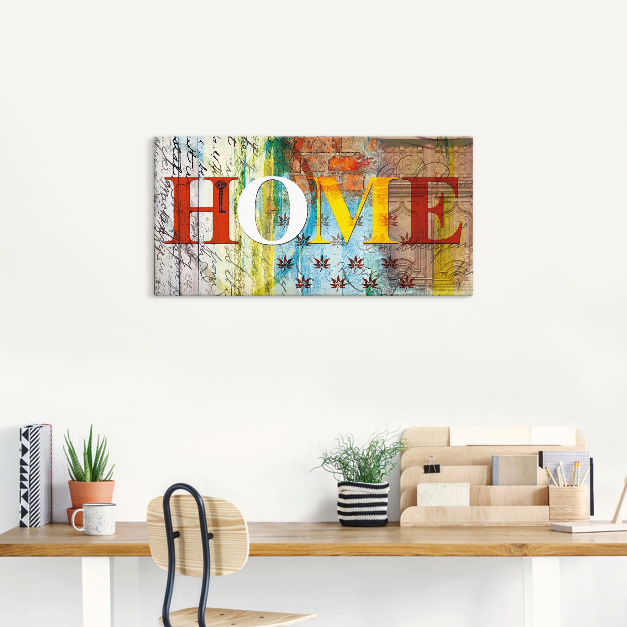 Artland Wandbild »Buntes Zuhause«, Sprüche & Texte, (1 St.), als Leinwandbild, Poster in verschied. Größen