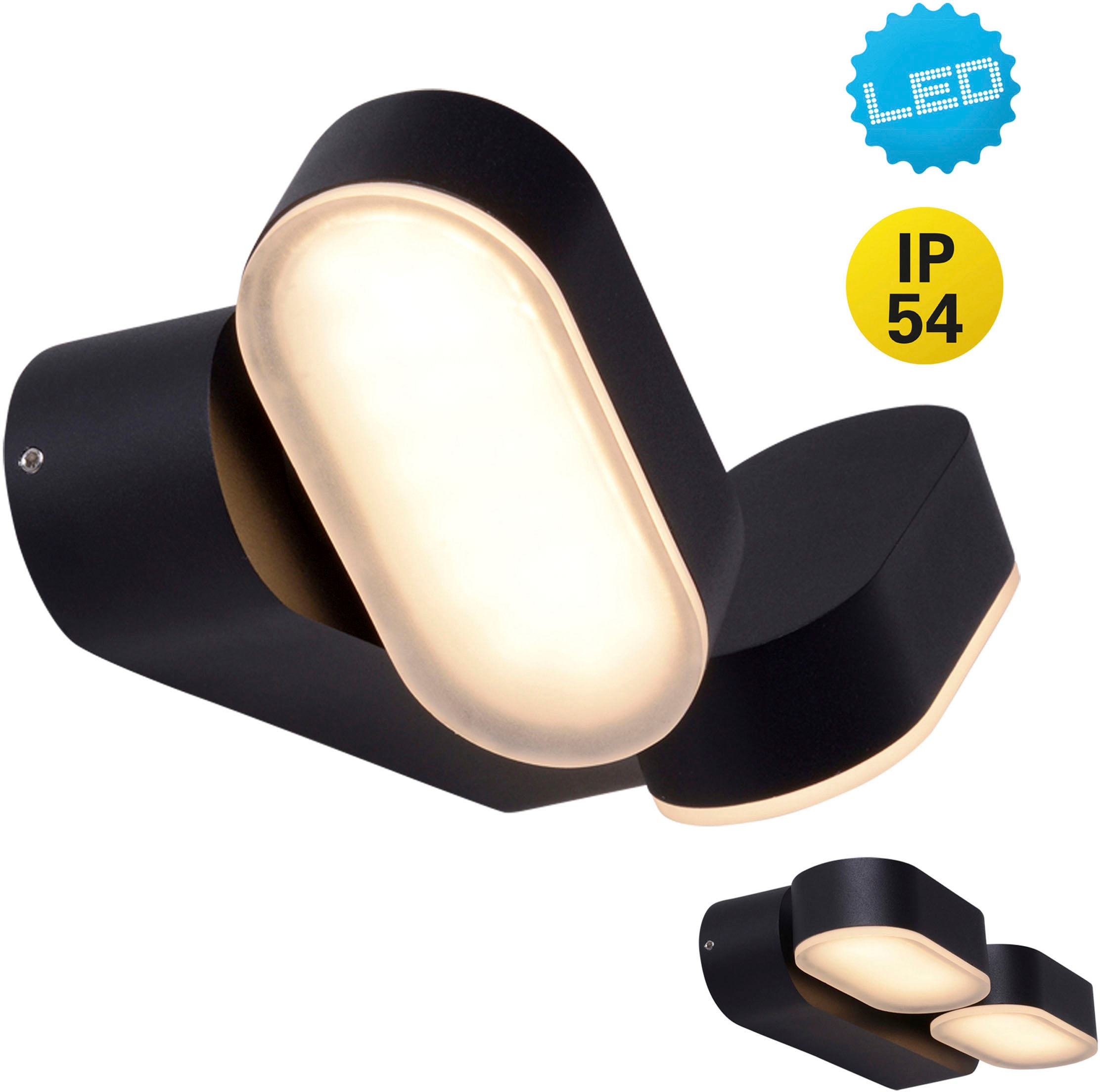 näve LED Außen-Wandleuchte 60 54 IP »Motus«, Lichtblöcke incl. flammig-flammig, 2 BAUR bewegliche LED | warmweiß 2 schwarz