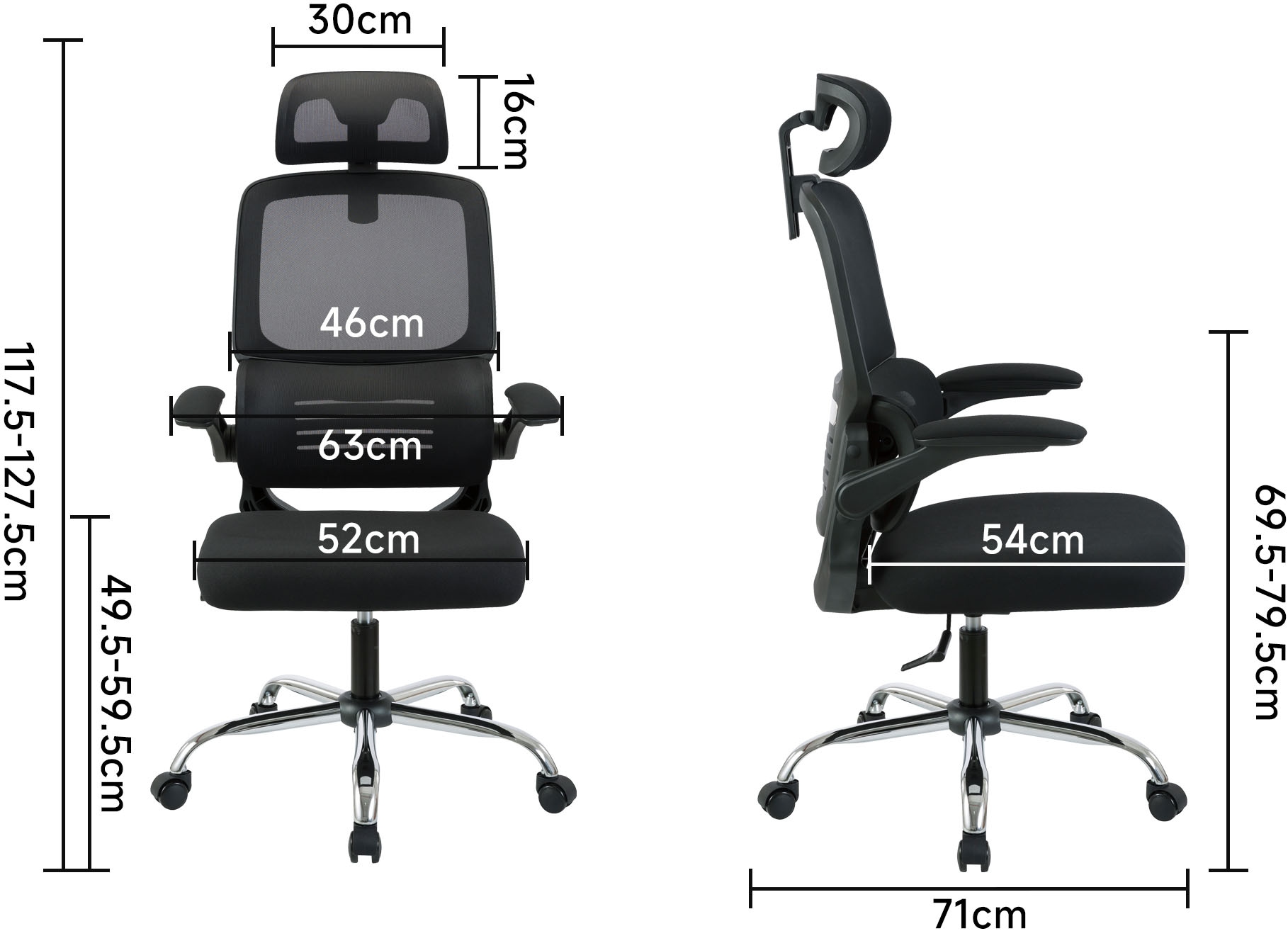 Places of Style Bürostuhl »FABION«, mit Lordoseunterstützung, verstellbare Kopfstütze, klappbare Armlehnen