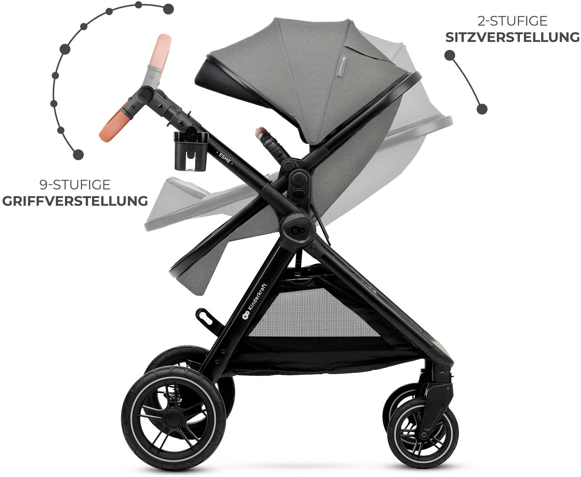 Kinderkraft Kombi-Kinderwagen »ESME 3IN1« 25 kg inkl. Babyschale MINK PRO 2 i-Size (40–87 cm)