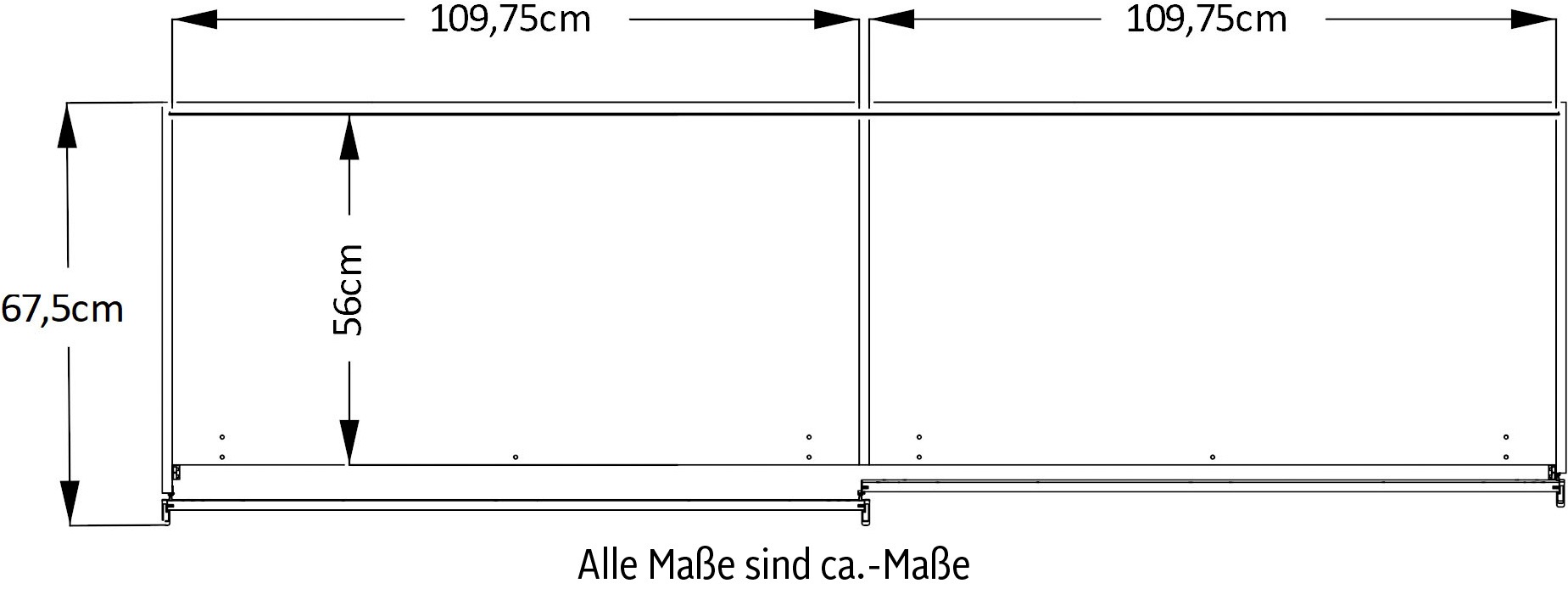 STAUD Schwebetürenschrank »Includo_Minisystem_08_2-türig, Made in Germany«, Mit vier verschiedenen Ausstattungsvarianten