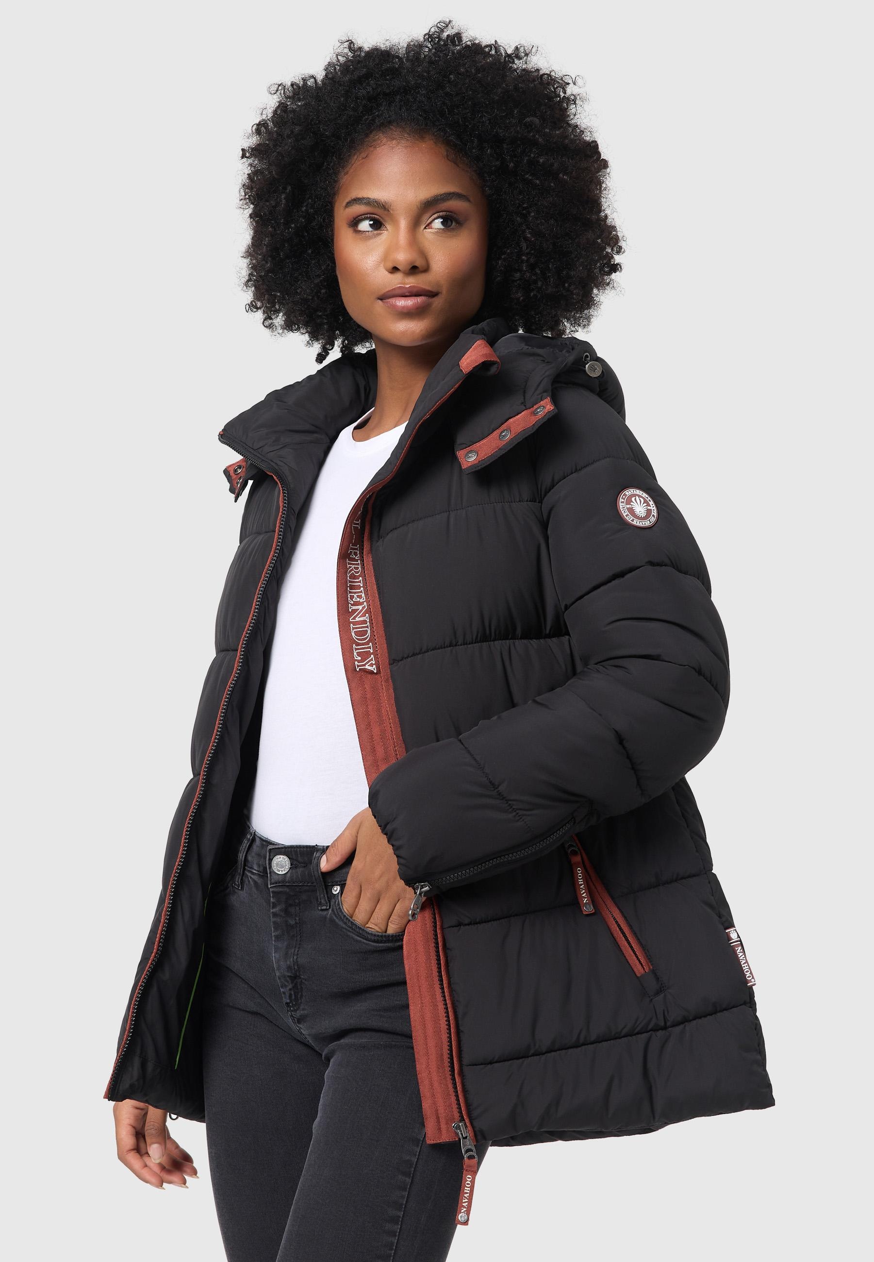 Navahoo Winterjacke »Wattewölkchen«, mit Kapuze, Modische Damen Steppjacke mit kontrastfarbenen Details