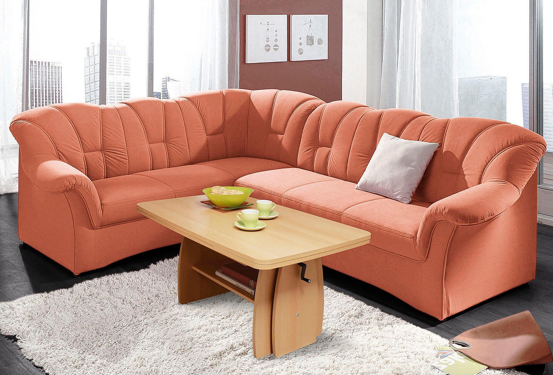 DOMO collection Ecksofa "Papenburg B/T/H: 242/190/84 cm L-Form" wahlweise mit Bettfunktion, Langer Schenkel links oder rechts
