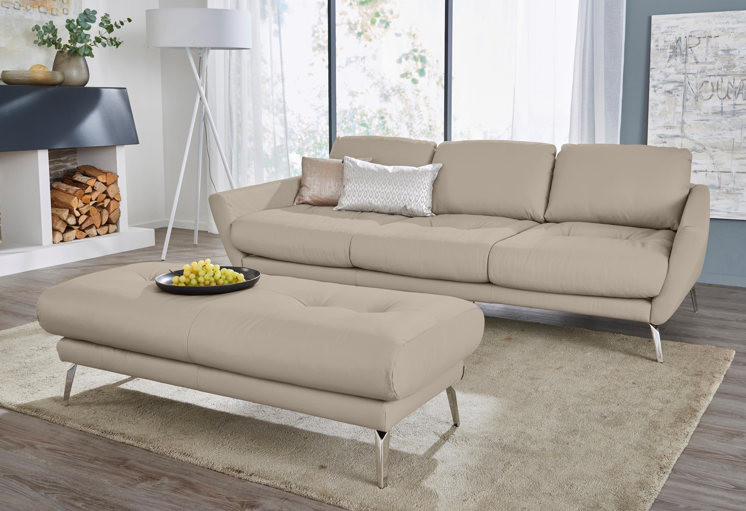 W.SCHILLIG Big-Sofa »softy«, mit dekorativer Heftung im Sitz, Füße Chrom glänzend