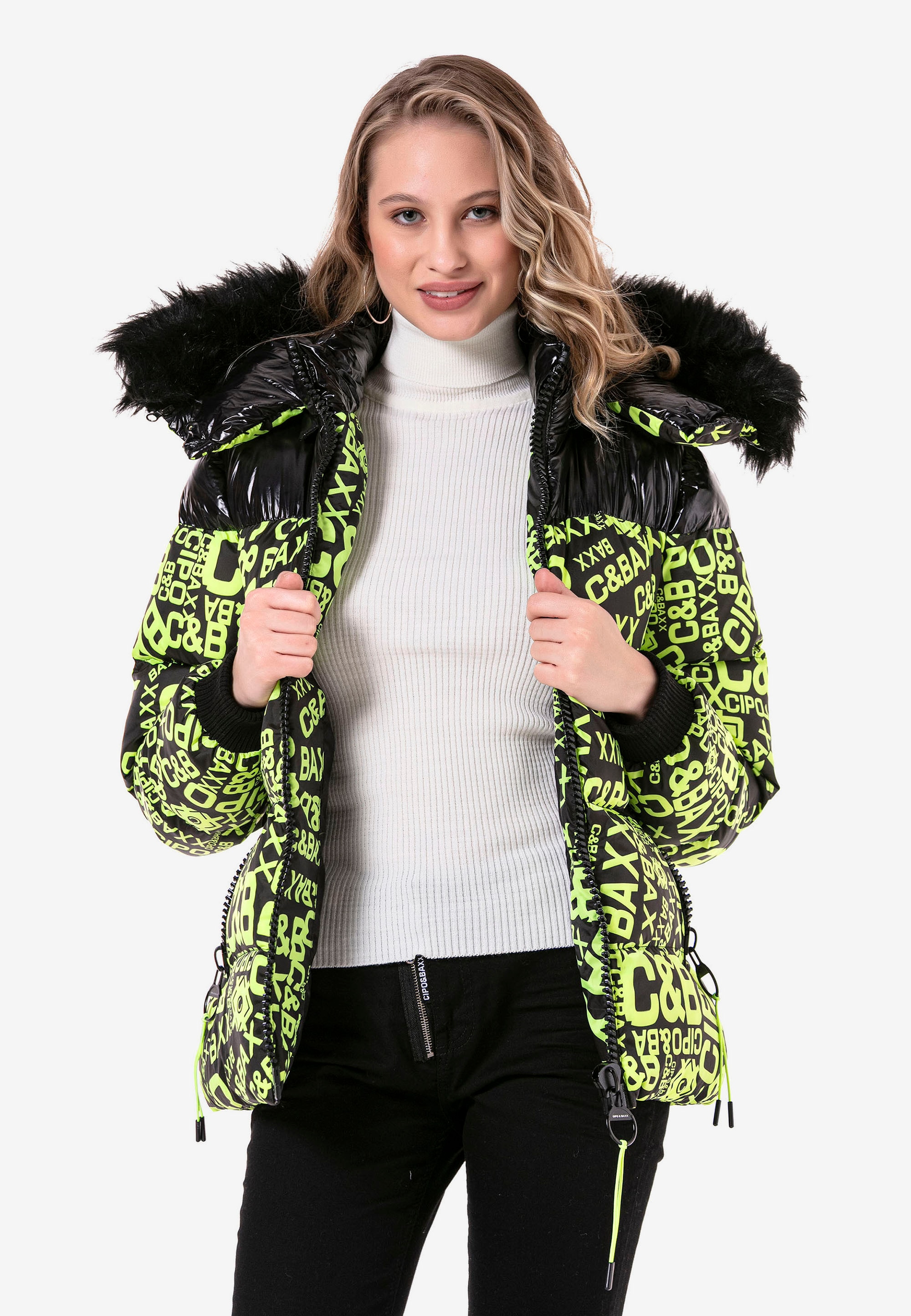 Cipo & Baxx Steppjacke, mit modischem Allover-Print