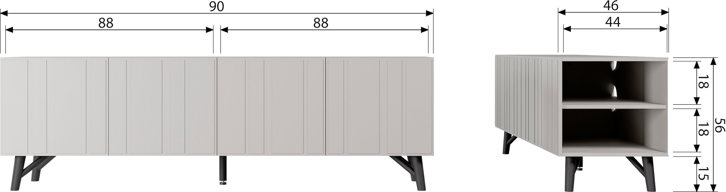 WOOOD TV-Board »Miller«, Kommode mit klaren Linien, H 56 cm x B 181 cm