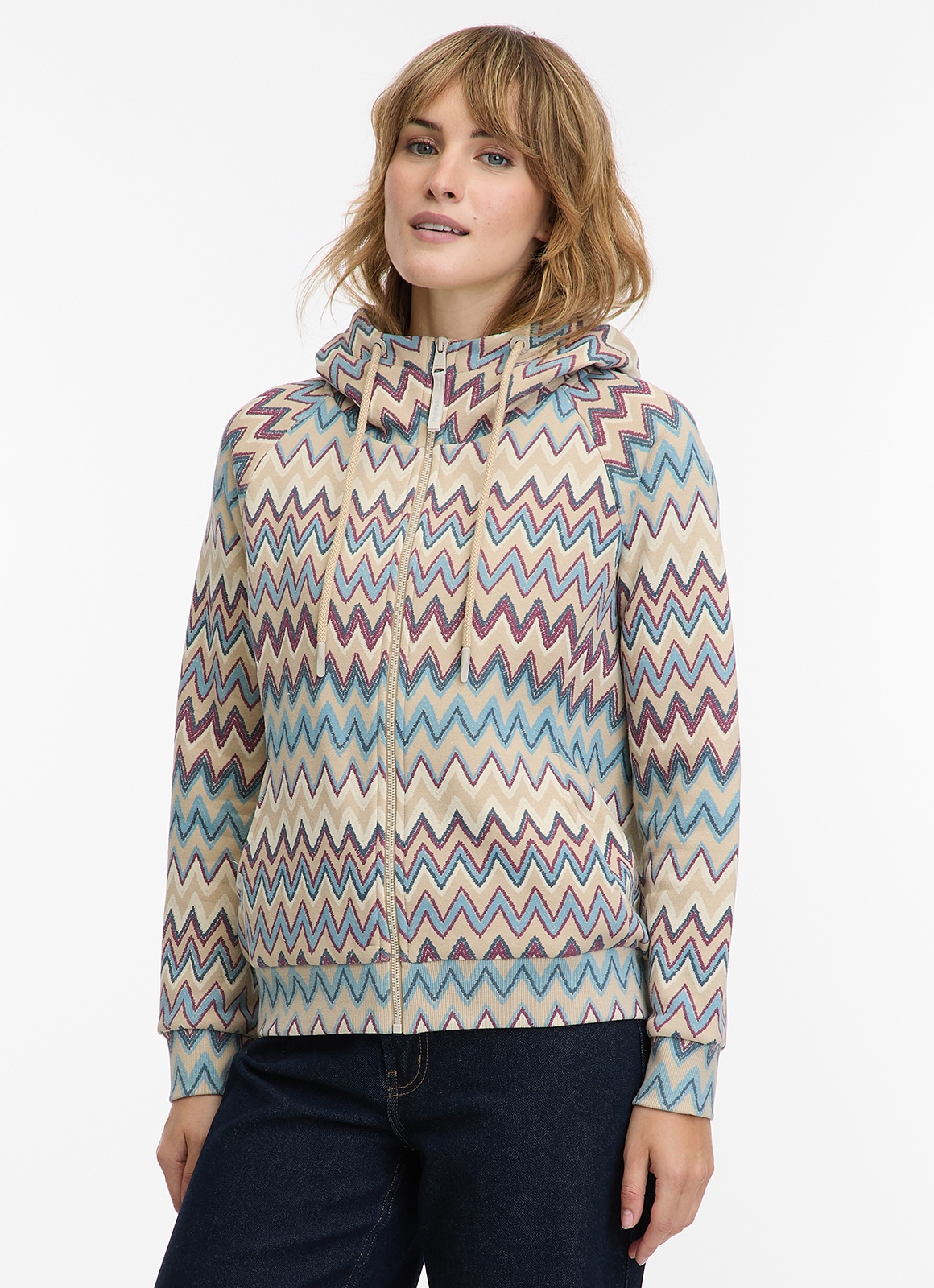 RAGWEAR Damen Sweatshirt "FLLAWIA PRINT", bunt, Gr. L, gemustert, Sweatware, Obermaterial: 70% Baumwolle, 30% Polyester, Sweatshirts, mit