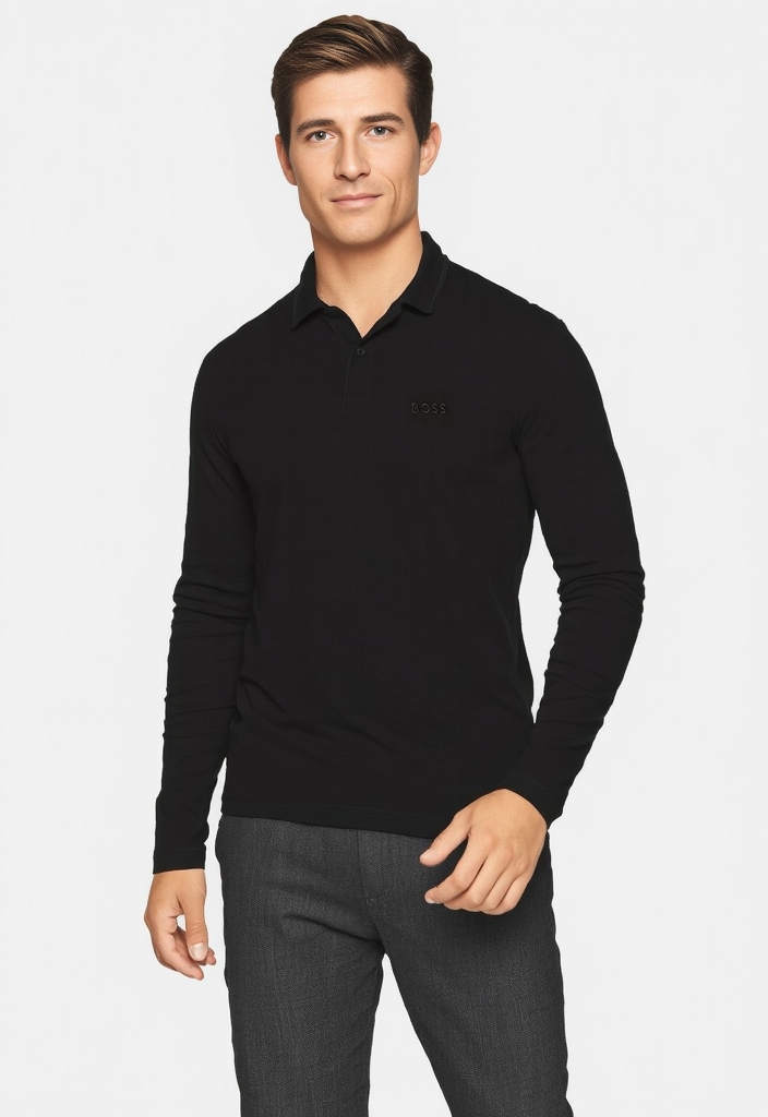 BOSS GREEN Langarm-Poloshirt "Pirol" Langarm, regular fit, Logo-Stickerei