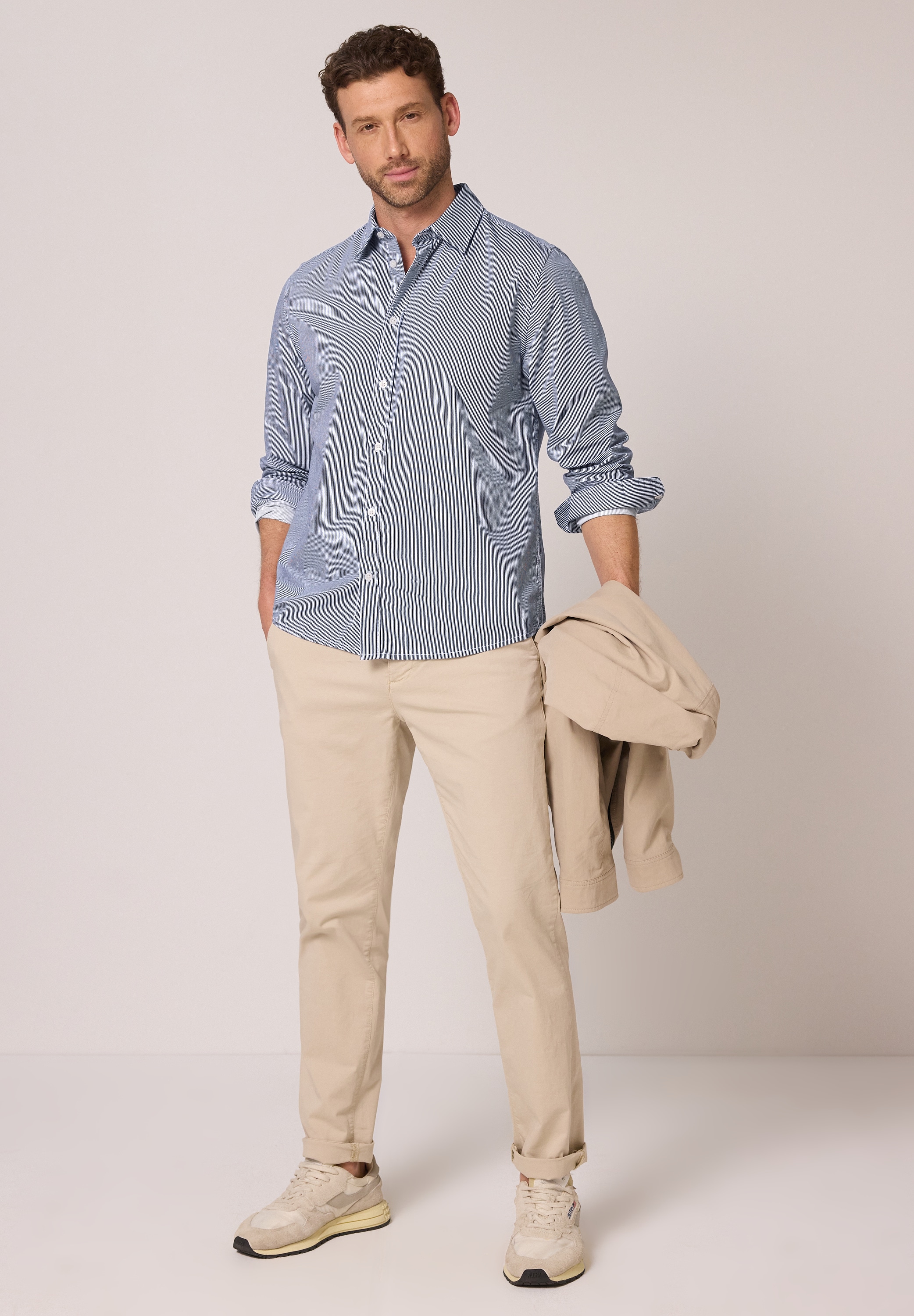 STREET ONE MEN Langarmhemd aus reiner Baumwolle