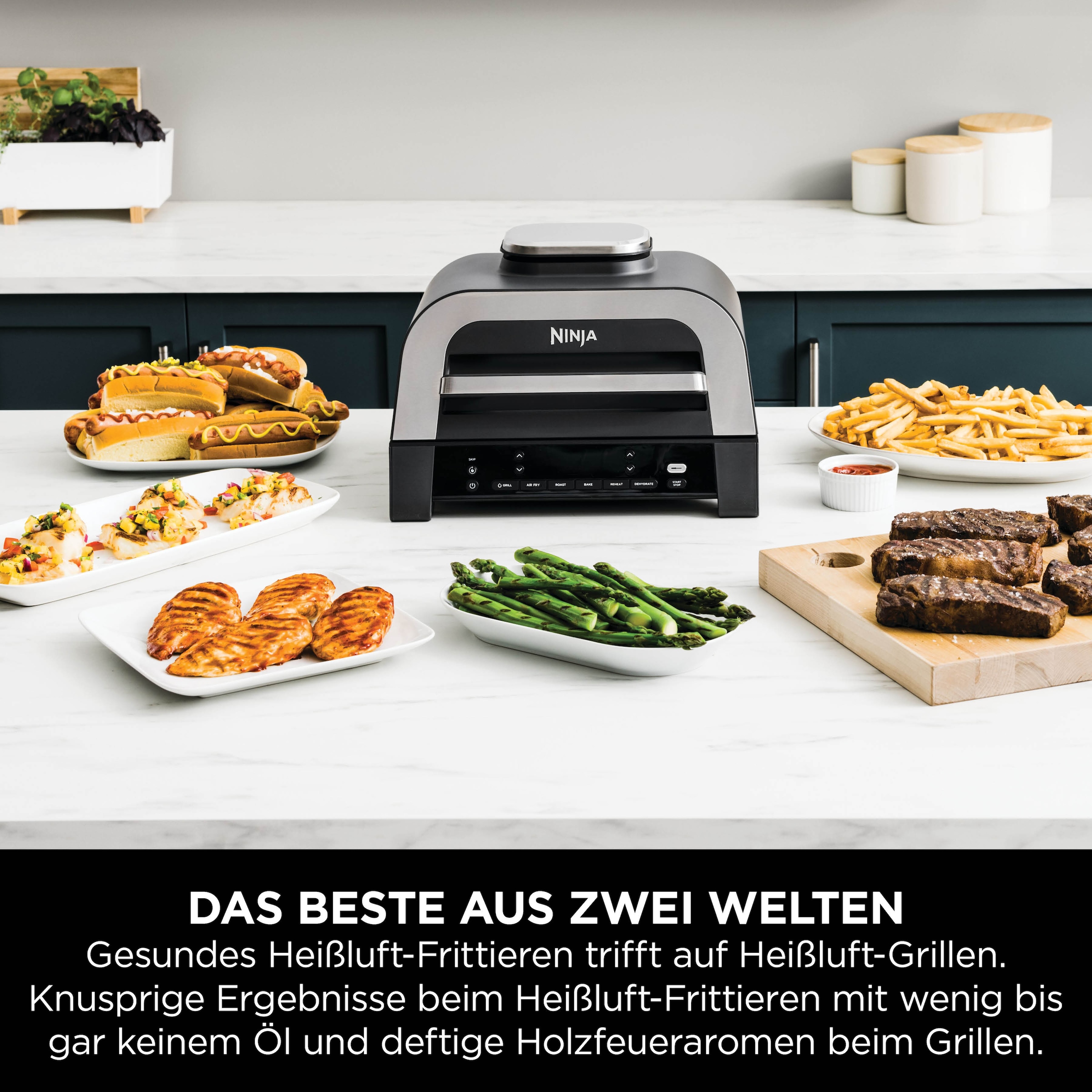 NINJA Tischgrill »DG551EU«, 1760 W, 6-in-1 MAX Grill und Heißluftfritteuse