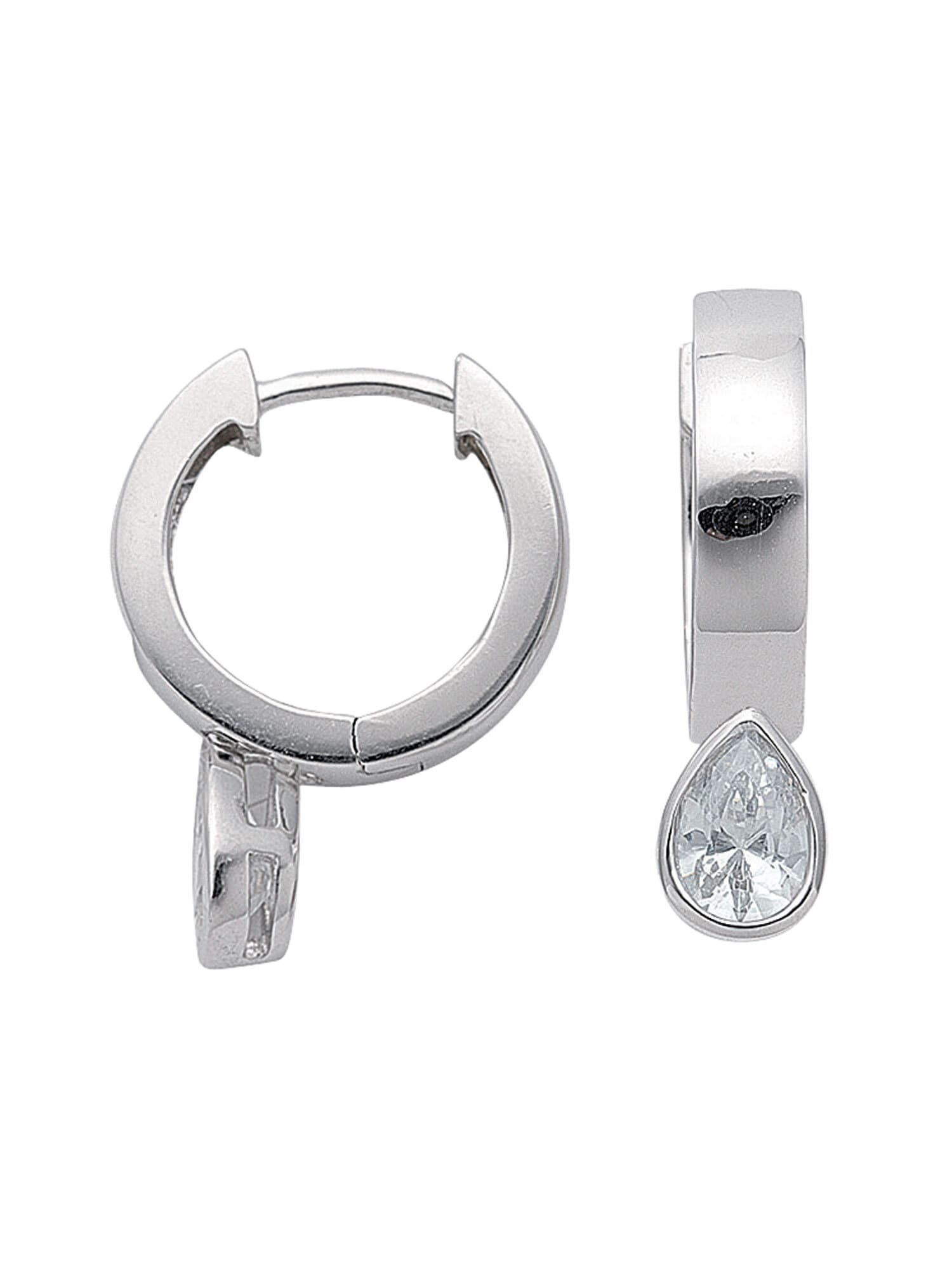 925 Silber Creolen Damen – Mit Schwarzem Zirkon-Tropfen, Hypoallergen (Hochzeit, Party)