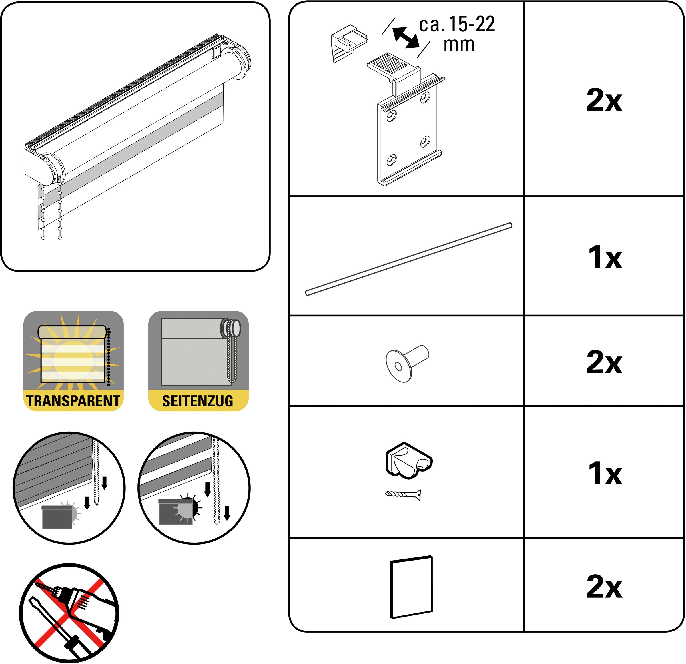 my home Doppelrollo »Duo Klemmrollo«, Lichtschutz, ohne Bohren, freihängend  auf Rechnung | BAUR