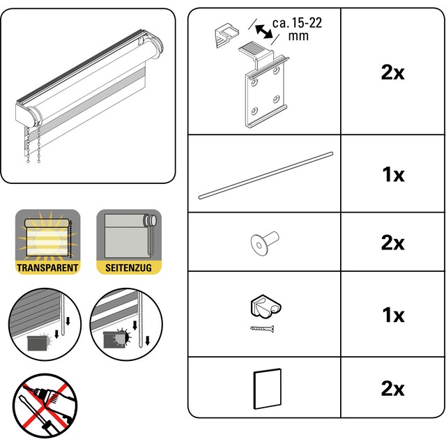 my home Doppelrollo »Duo Klemmrollo«, Lichtschutz, ohne Bohren, freihängend  auf Rechnung | BAUR