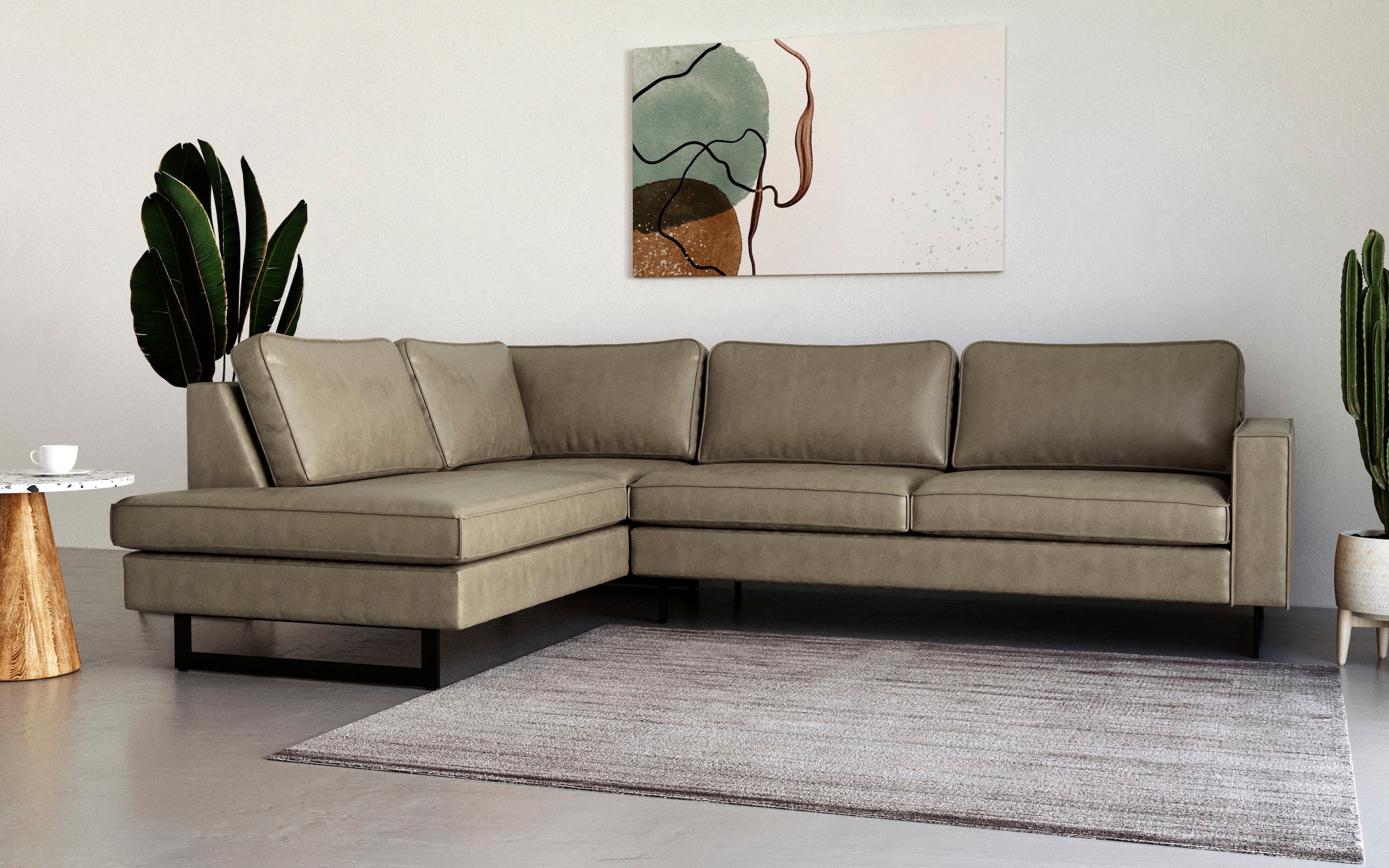 Places of Style Ecksofa "Pinto, 290 cm, Cord, Chenille, Lederoptik, Ottoman günstig online kaufen