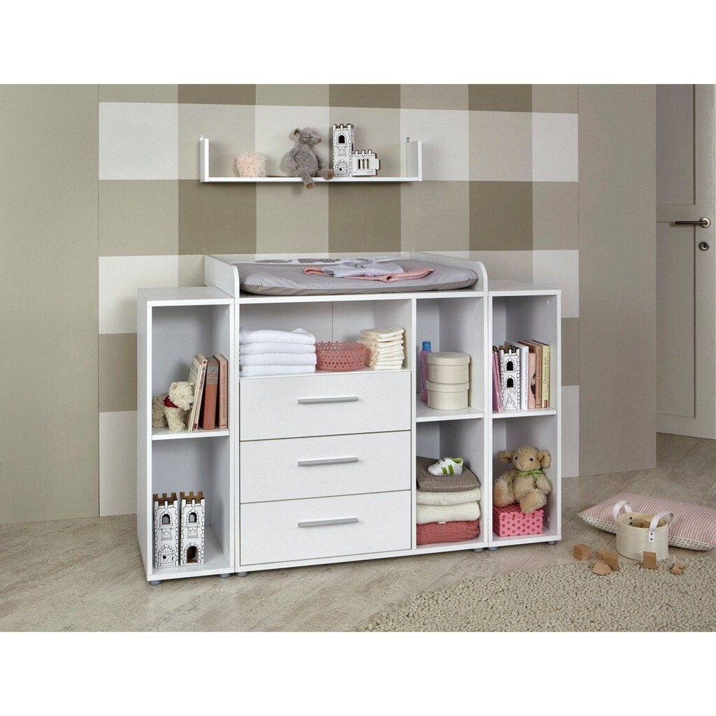 BMG Möbel Babyzimmer-Komplettset »Luis«, (Set, 6 St., Bett + Wickelkommode + 2-trg. Schrank + Unterstellregal (Set 2-tlg.)