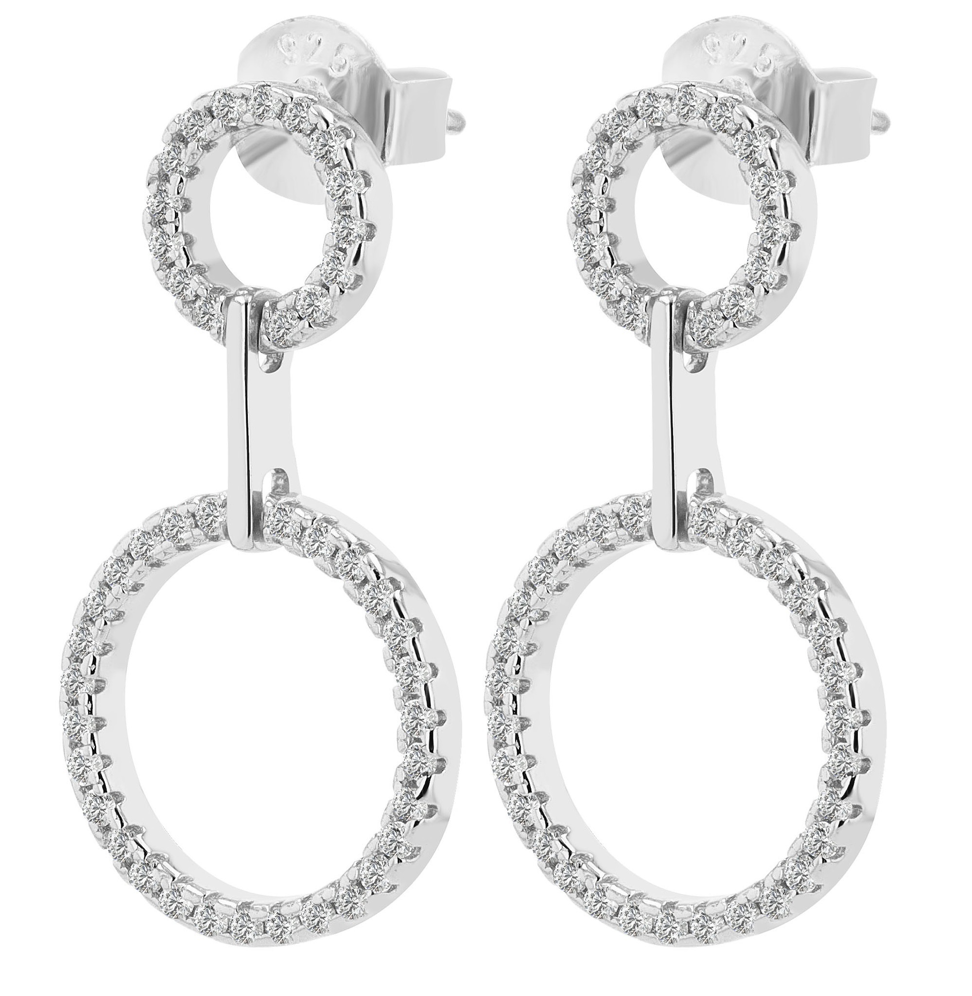 Paar Ohrhänger ADELIA´S "Damen Ohrhänger aus 925 Sterling Silber und Zirkonia", silber, Ohrringe, Damen, Damen, Silber 925 (Sterlingsilber)
