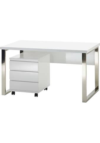 Schreibtisch »Sydney«, weiß Hochglanz, Breite 140 cm