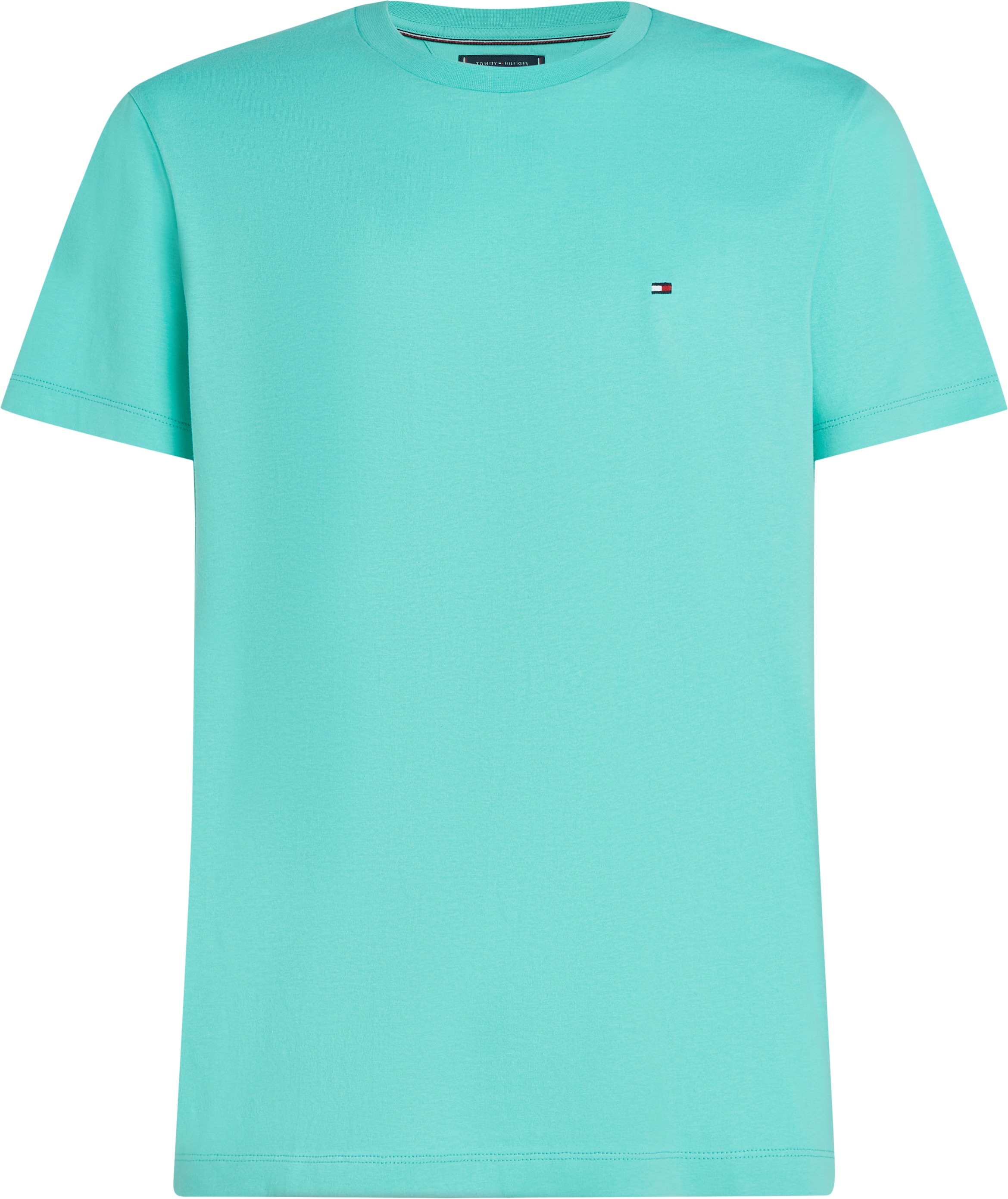 Tommy Hilfiger T-Shirt »ESSENTIAL REG FIT SOLID TEE mit Stickerei und Rundhals«, unifarben, casual, regular fit, Baumwolle, Rundhals