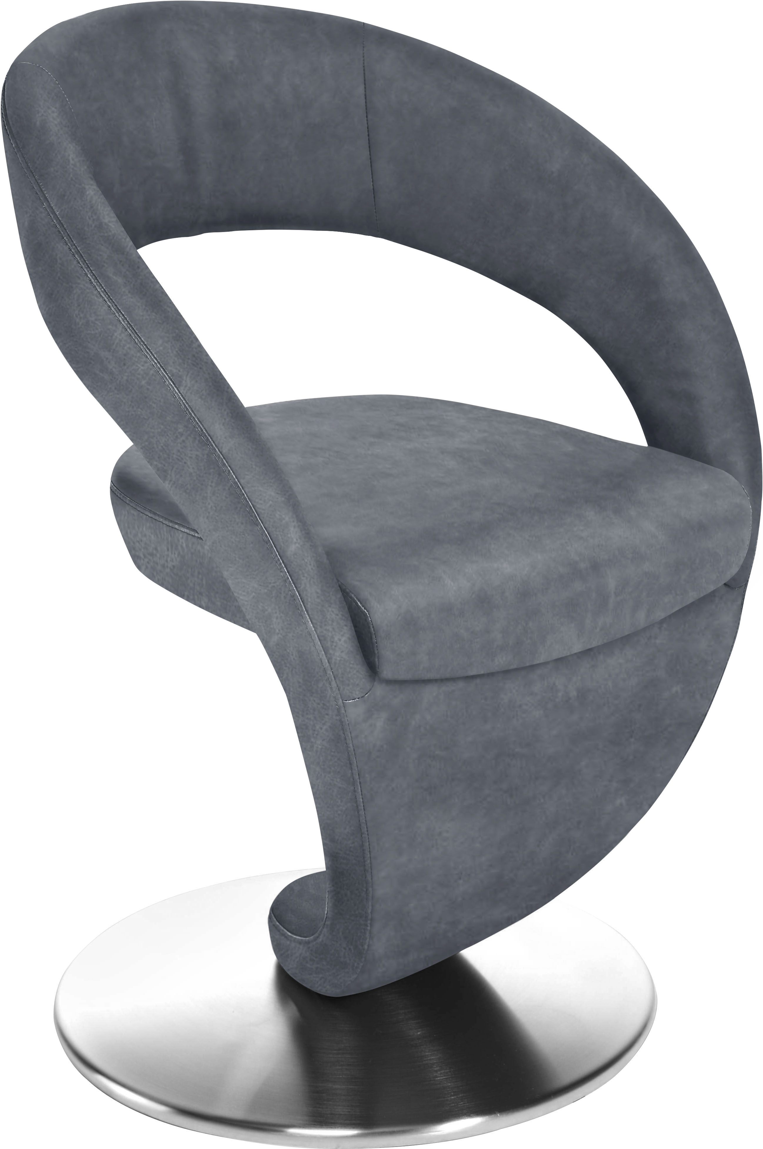 K+W Komfort & Wohnen "Wave, Drehstuhl, Polsterstuhl" () Design-Drehstuhl, Drehteller in Edelstahloptik