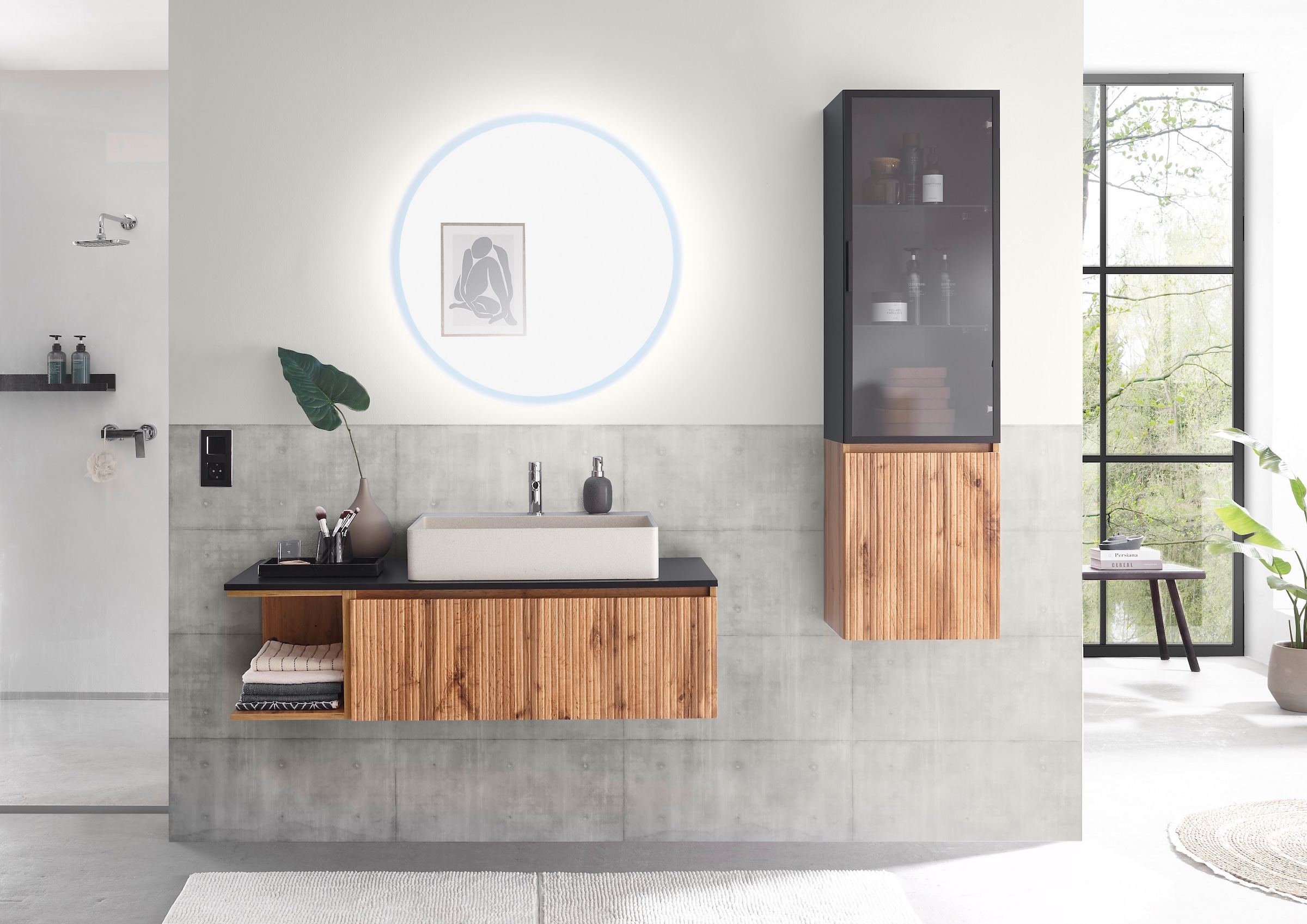 BASIC by Balculina Waschbeckenunterschrank »Loris BxHxT 120x34x47 cm« 1 Stk. tlg. Breite 120cm, Softclose, L/R montierbar