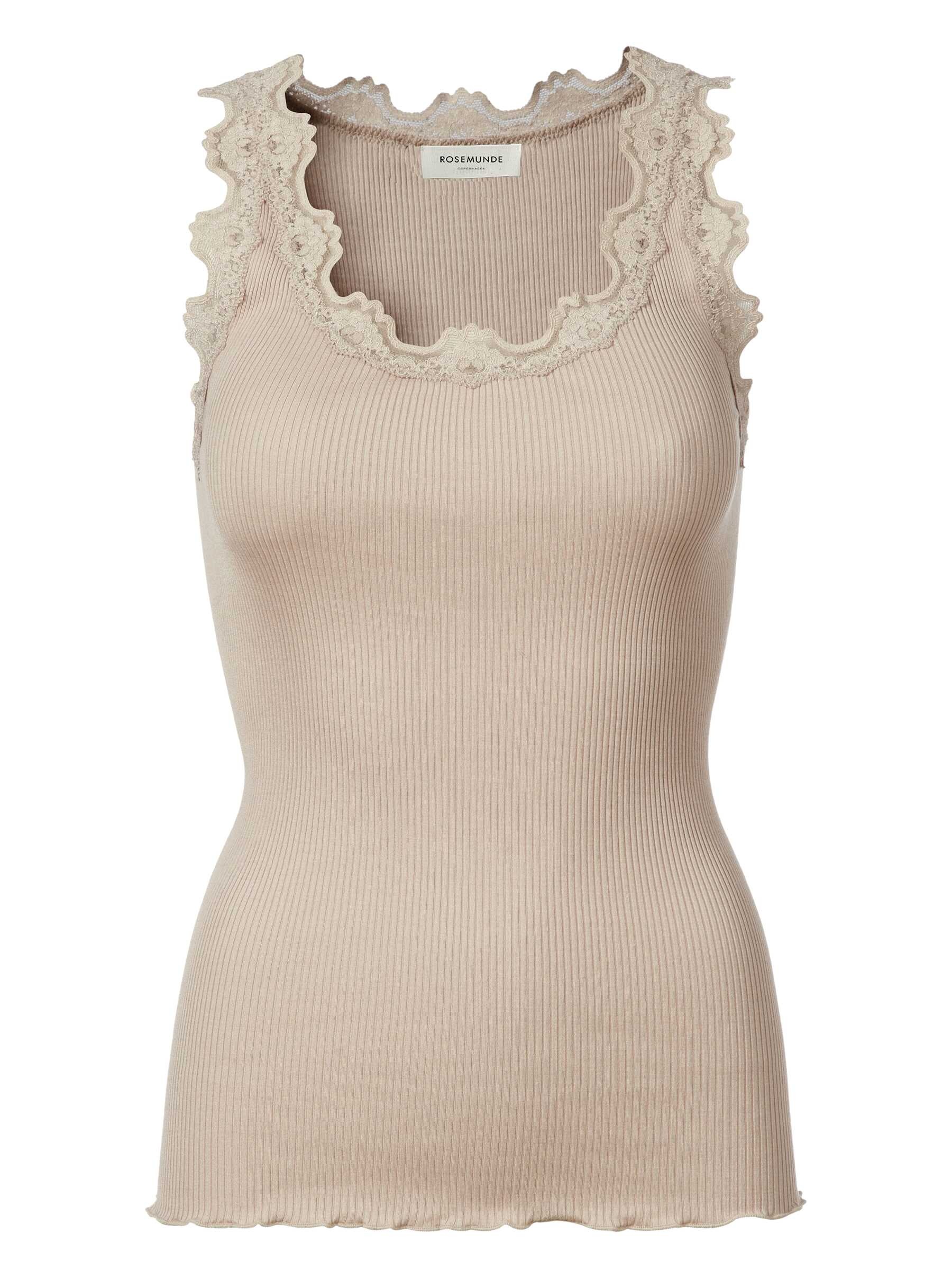 Rosemunde Spitzentop "Babette Silk Top Mit Seide" Vintage-Spitzenbesatz, Mit Rundhalsausschnitt, Hoher Seidenanteil