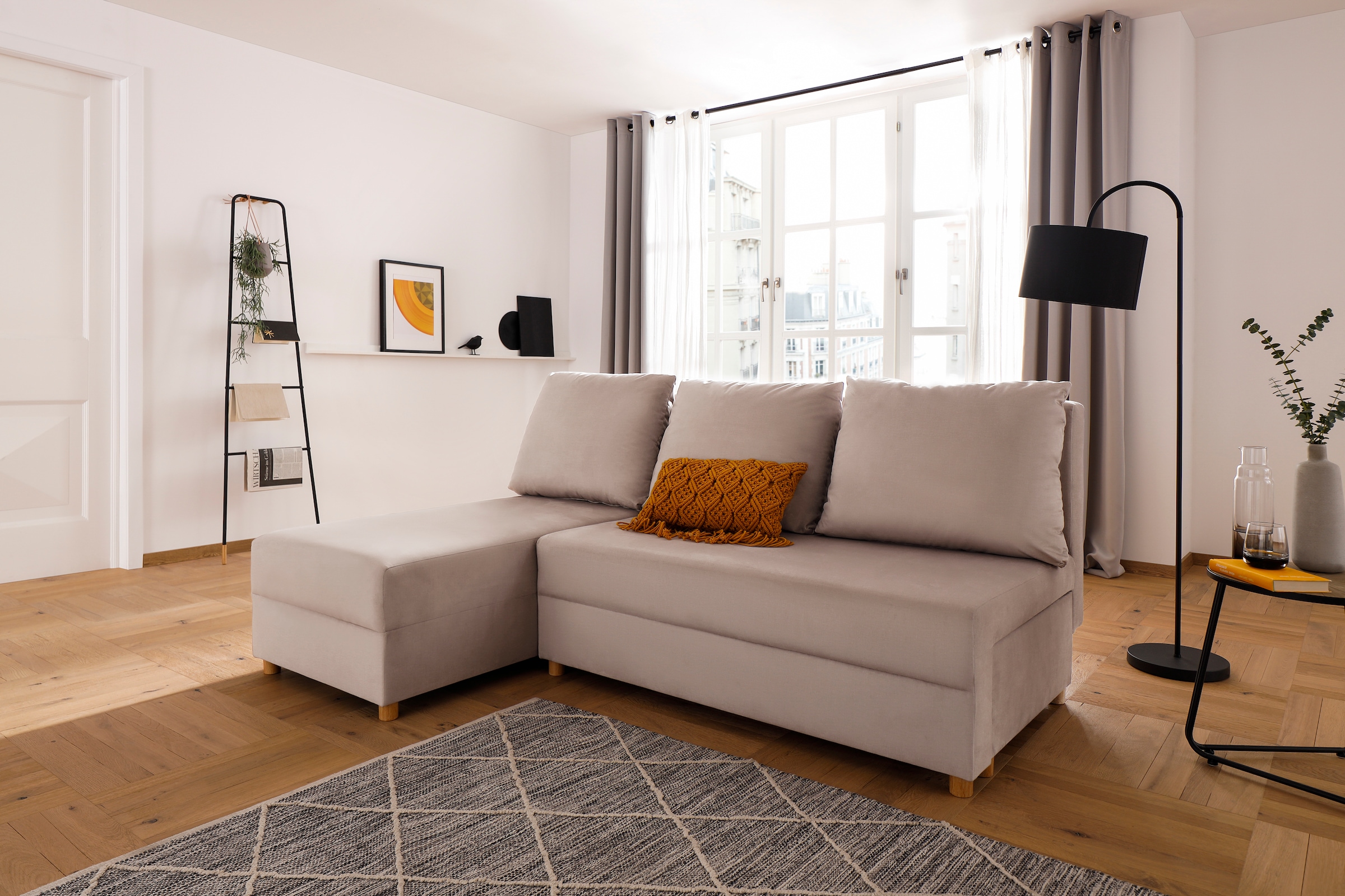 INOSIGN Ecksofa »Mick L-Form«, Longchair links/rechts montierbar, wahlweise mit Bettfunktion