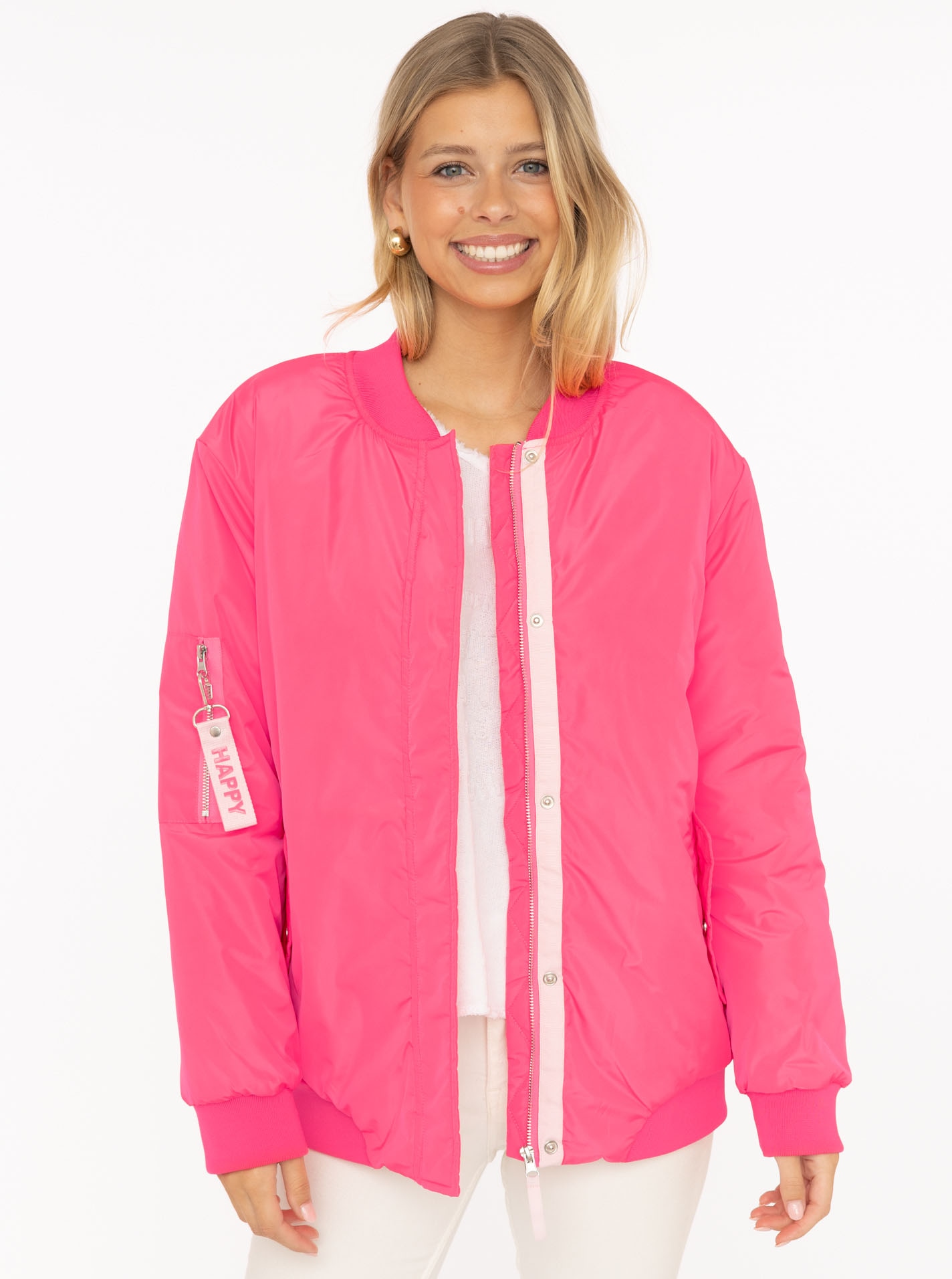 Zwillingsherz Bomberjacke ""Happy"" ohne Kapuze verdeckter Reißveschluss, T günstig online kaufen