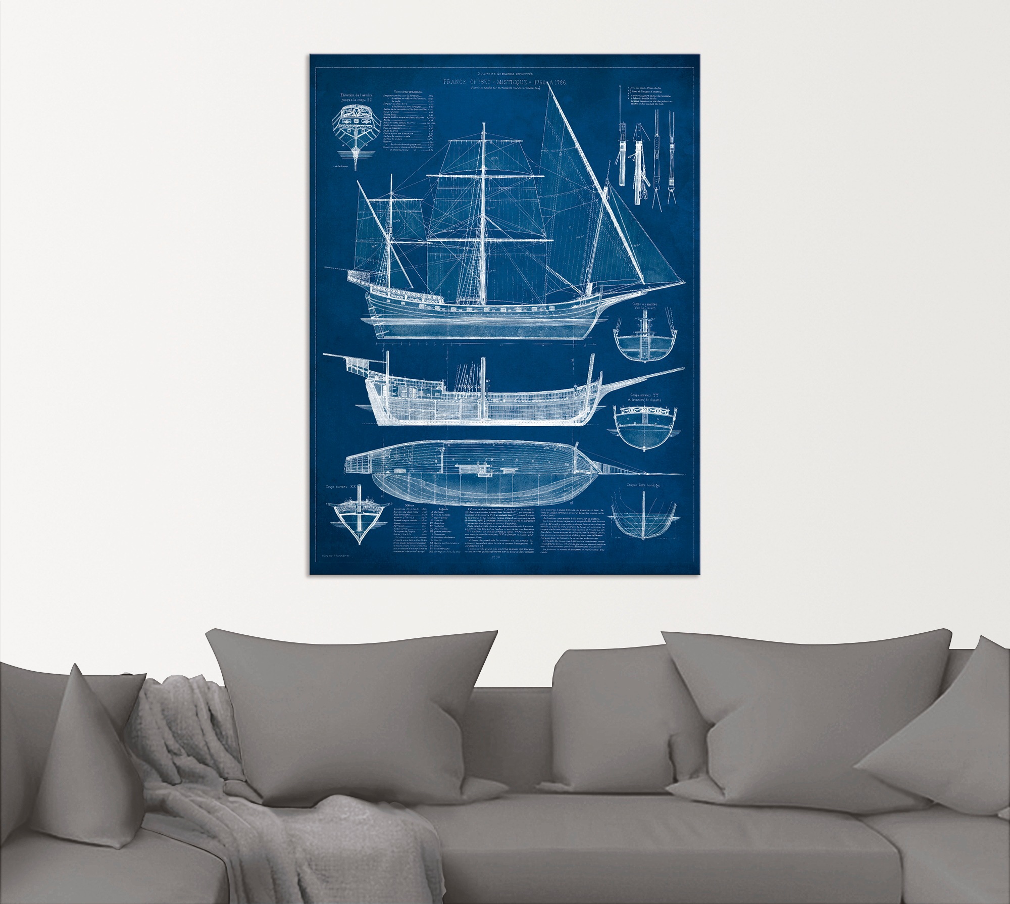 Artland Wandbild "Entwurf für ein Antikes Schiff I", Boote & Schiffe, (1 St günstig online kaufen