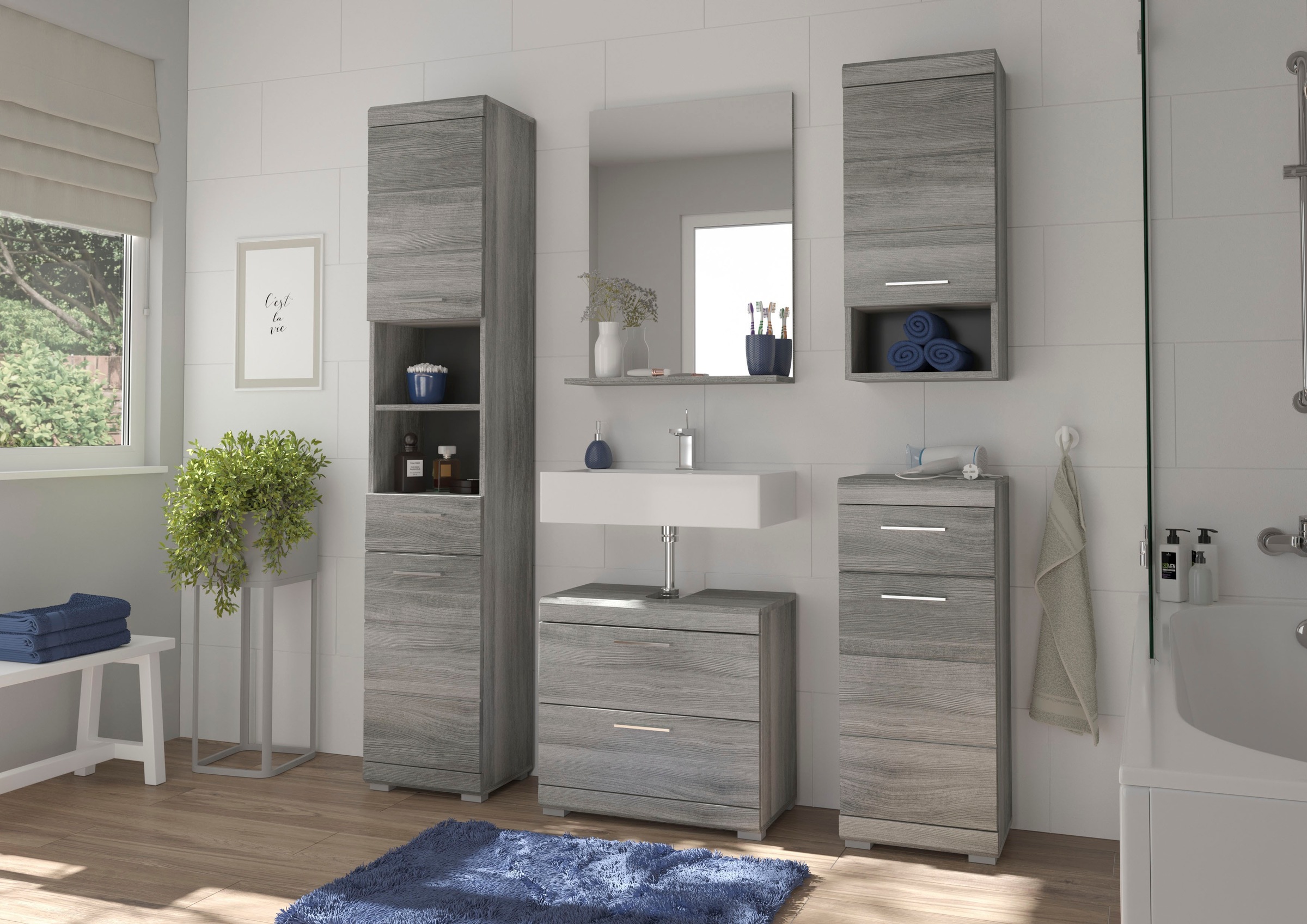 INOSIGN Badspiegel »Siena, Breite 60cm, 1 Ablageboden, hochwertiges Spiegelglas«, in verschiedenen Farben erhältlich, Badmöbel, Spiegel, Badezimmer