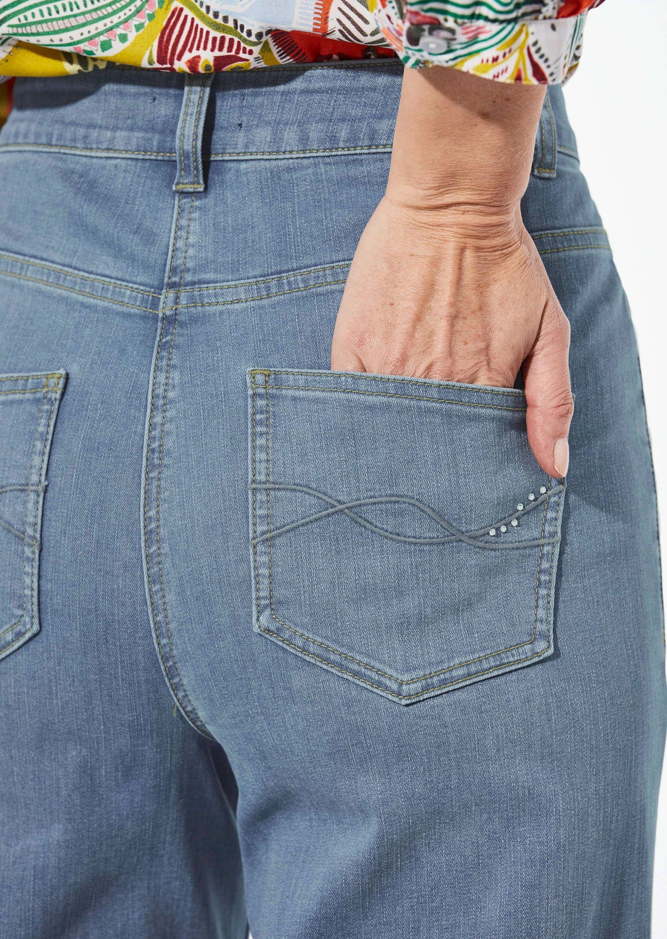 GOLDNER Stretch-Jeans »Jeans Denim Jeans mit weitem Bein«
