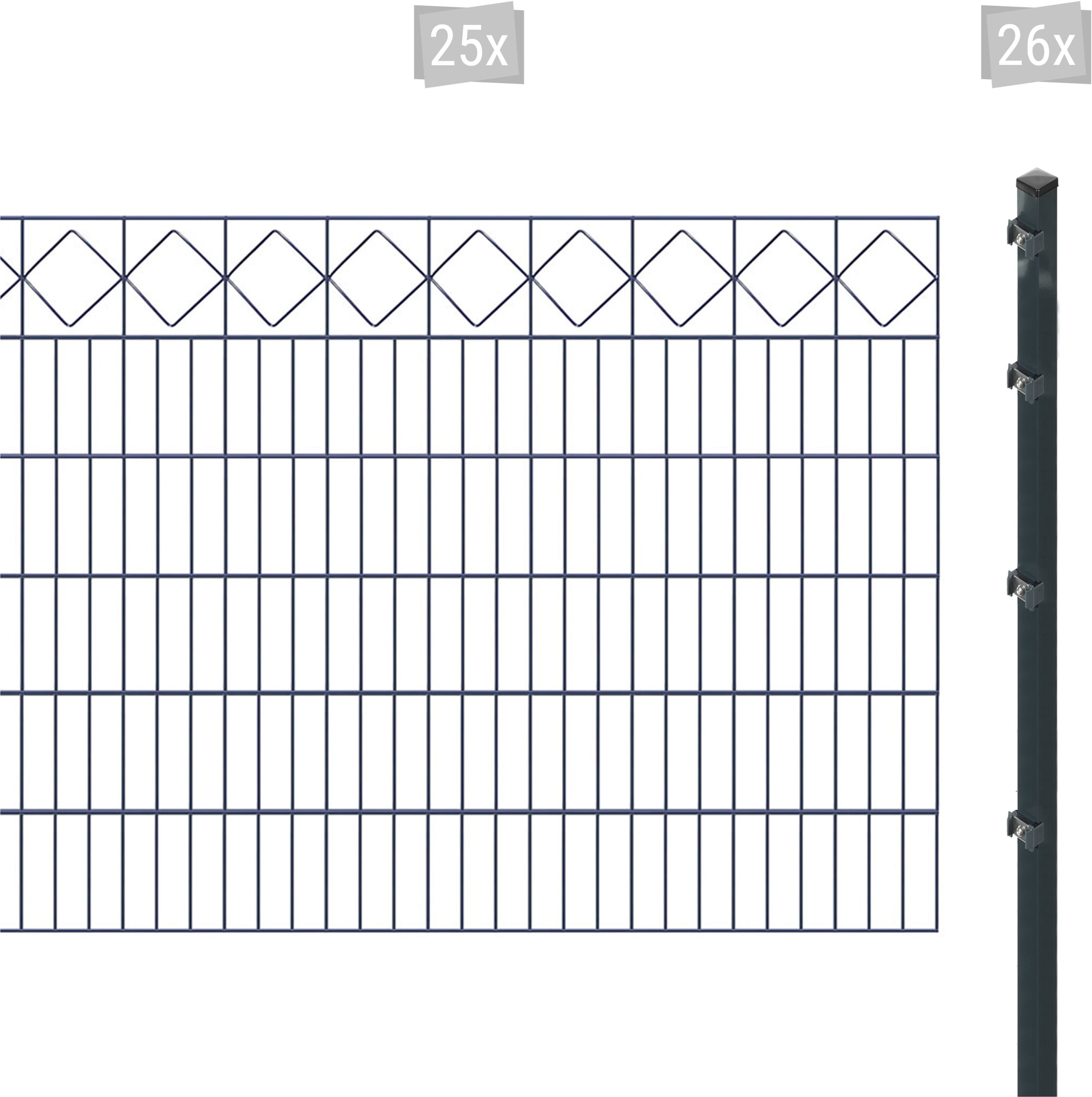 Arvotec Doppelstabmattenzaun "ESSENTIAL 120 zum Einbetonieren "Karo" mit Zierleiste", Zaunhöhe 120 cm, Zaunlänge 2 - 60 