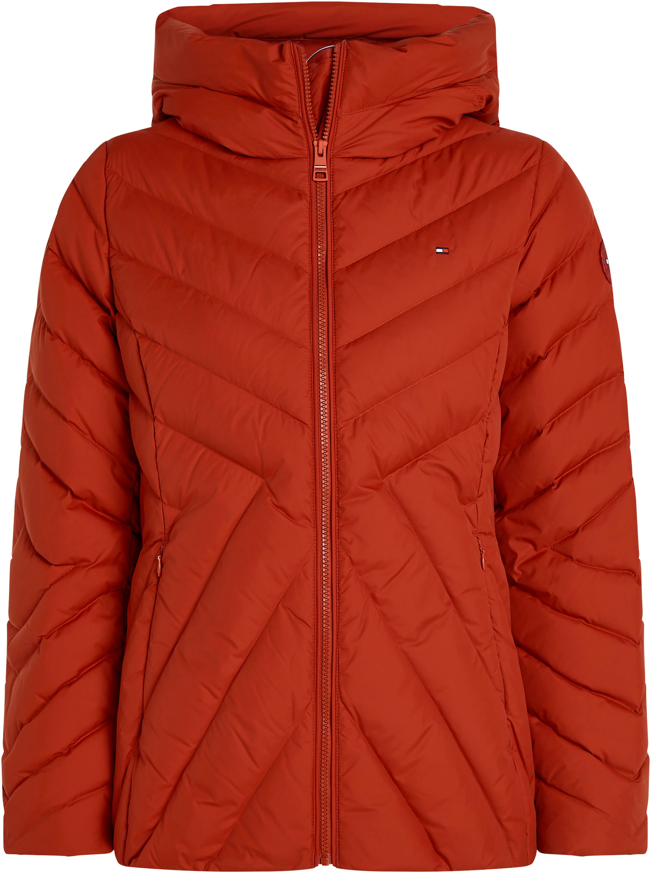 Tommy Hilfiger Steppjacke »CHEVRON MW PADDED JACKET«, mit Kapuze, mit mittelstarker Wattierung und Tommy Hilfiger Markenlabel