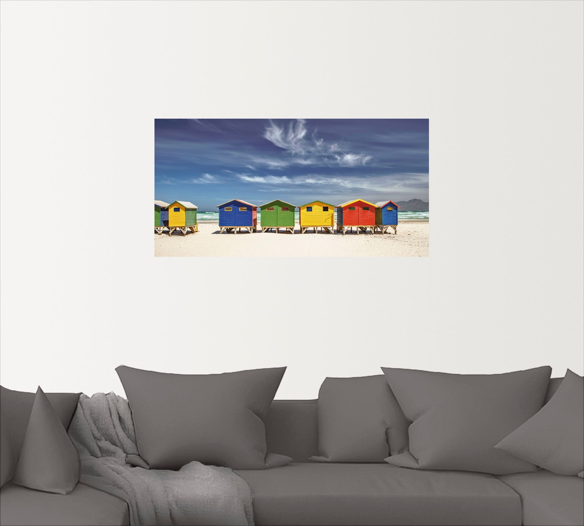 Artland Wandbild "Bunte Strandhäuser bei Kapstadt", Strandbilder, (1 St.), günstig online kaufen