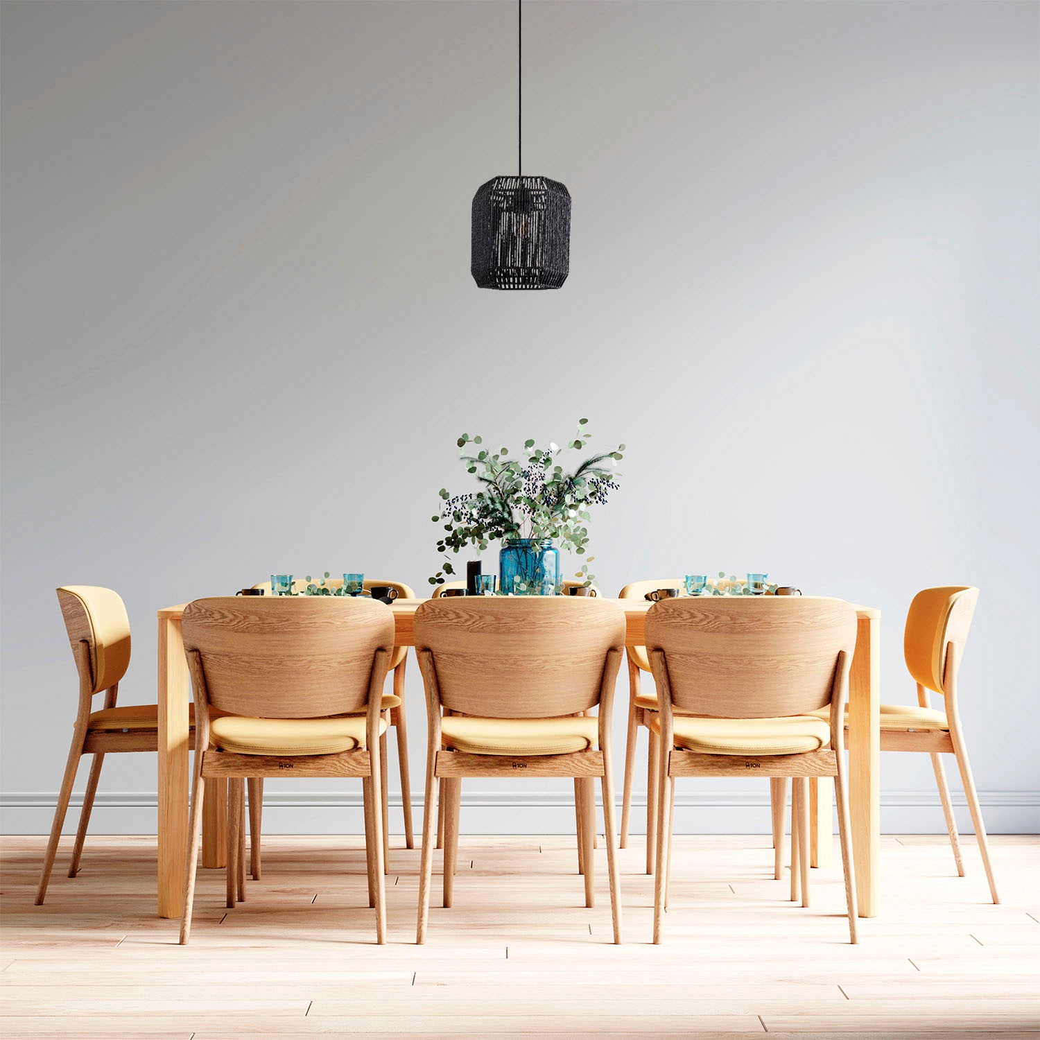 Paco Home Pendelleuchte »Hugo Pepe«, Leuchtmittel E27 | ohne Leuchtmittel, Wohnzimmer Esszimmer Rattan Optik Boho Schirm Papier Sechseckig