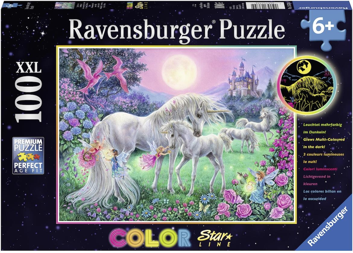 Puzzle »Color Star Line, Einhörner im Mondschein«, leuchtet im Dunkeln, Made in...