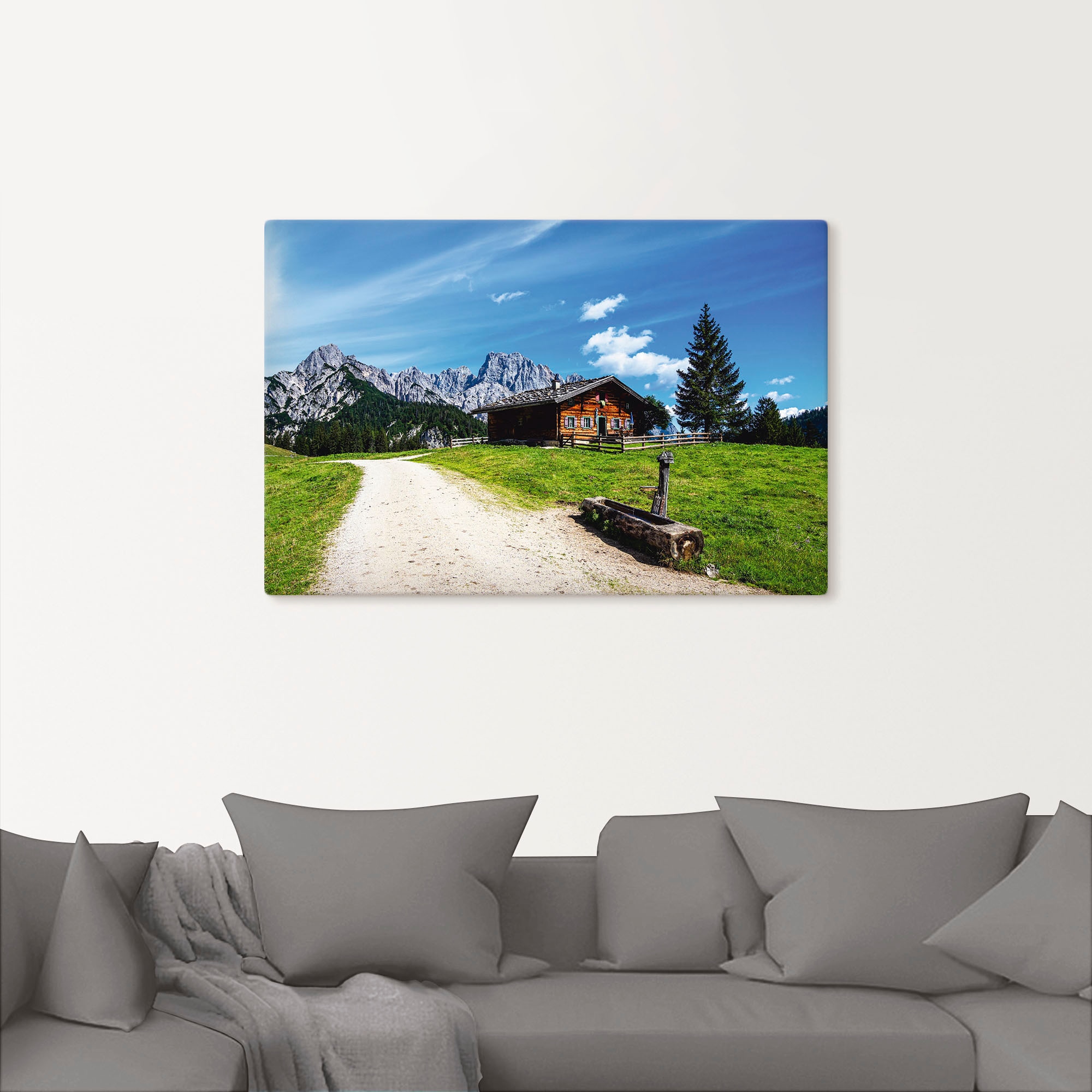 Artland Leinwandbild »Blick auf die Litzlalm mit Hütte«, Berge & Alpenbilder, (1 St.), auf Keilrahmen gespannt