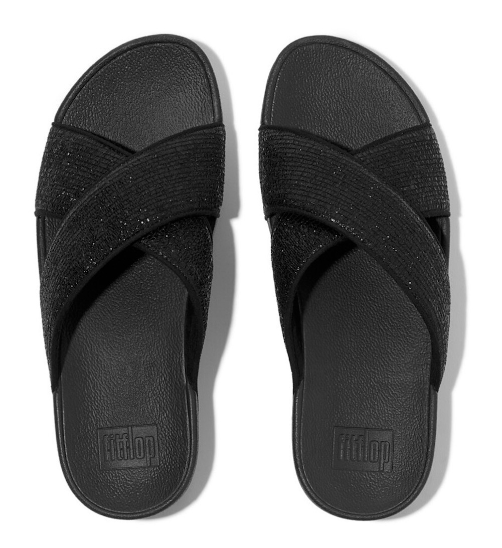 Fitflop Pantolette »LULU CRINKLED SHIMMER«, Slides, Badeschuh, Abendmode mit Glitter