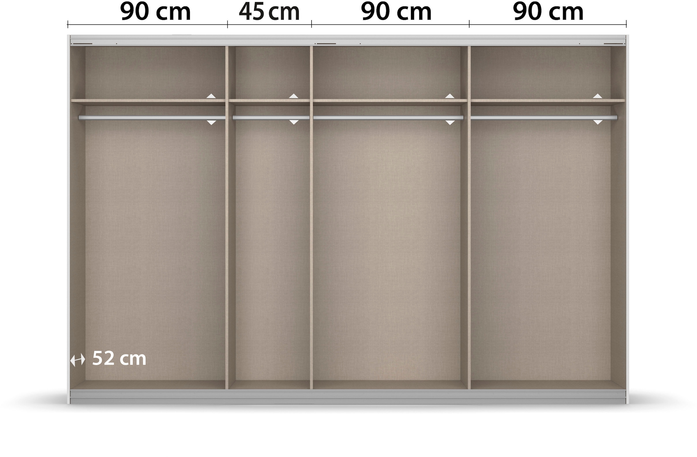rauch Schwebetürenschrank »Kleiderschrank Schrank Garderobe Wäscheschrank Ankleide SYNCRONO« Mitteltüren öffnen parallel, Breiten 271/316/361 cm Höhen 211/230 cm,  Mitteltüren mit praktischer Synchron-Öffnung MADE IN GERMANY