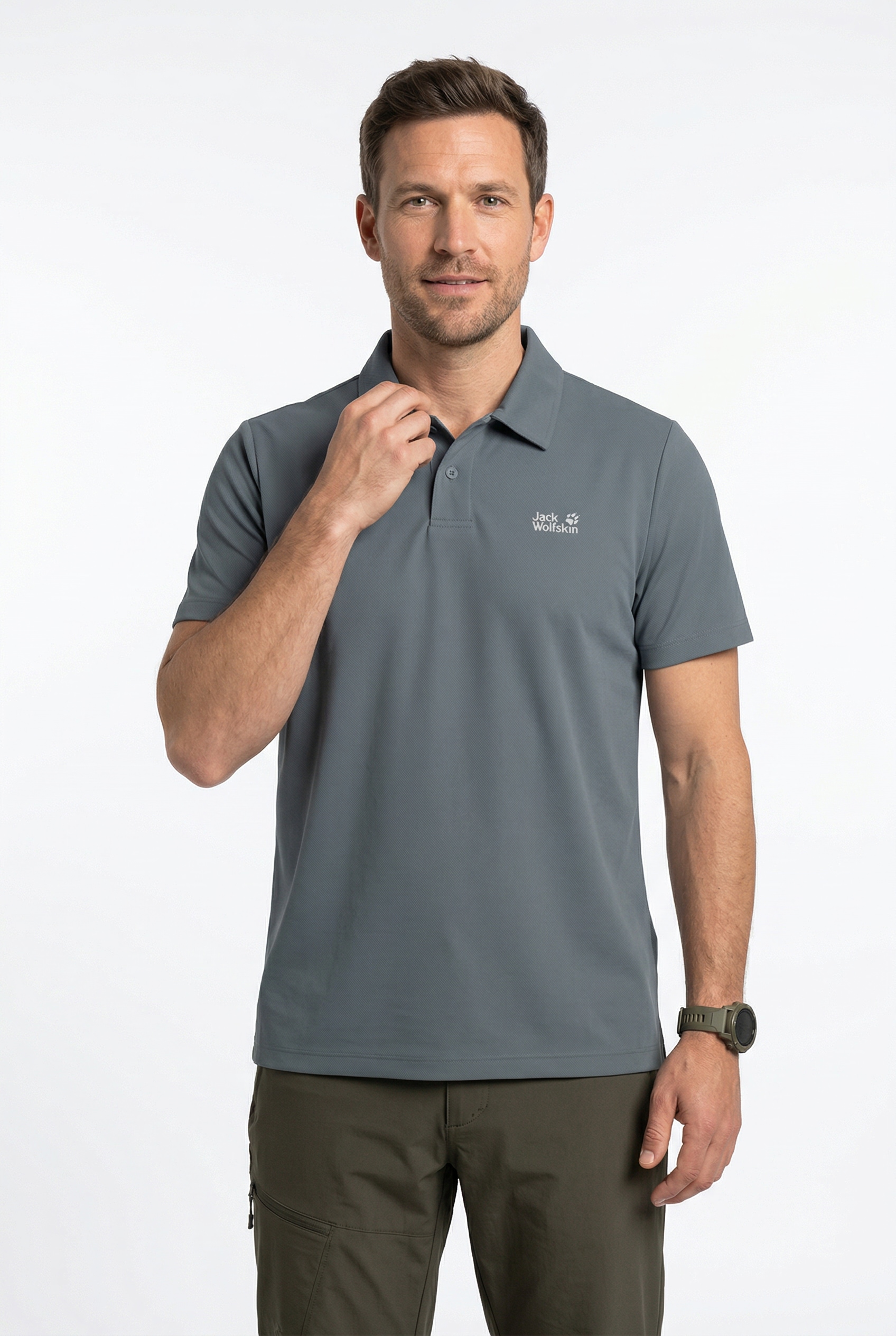 Jack Wolfskin Poloshirt "ESSENTIAL POLO M" mit Polokragen, aus Baumwolle, atmungsaktiv, Kurzarm, normale Länge
