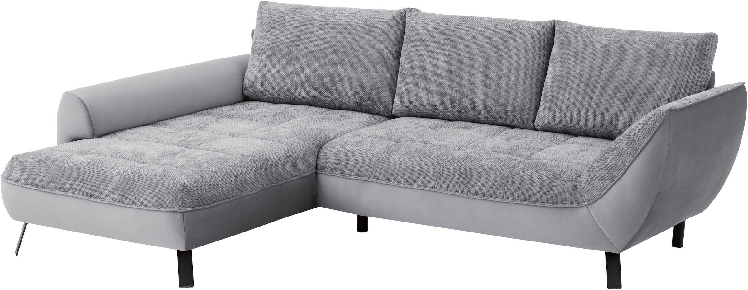 exxpo - sofa fashion Ecksofa »Bellinii, Materialmix, Strukturbezug und pflegeleichter Microvelours« bequem und modern, Materialmix, L-Form