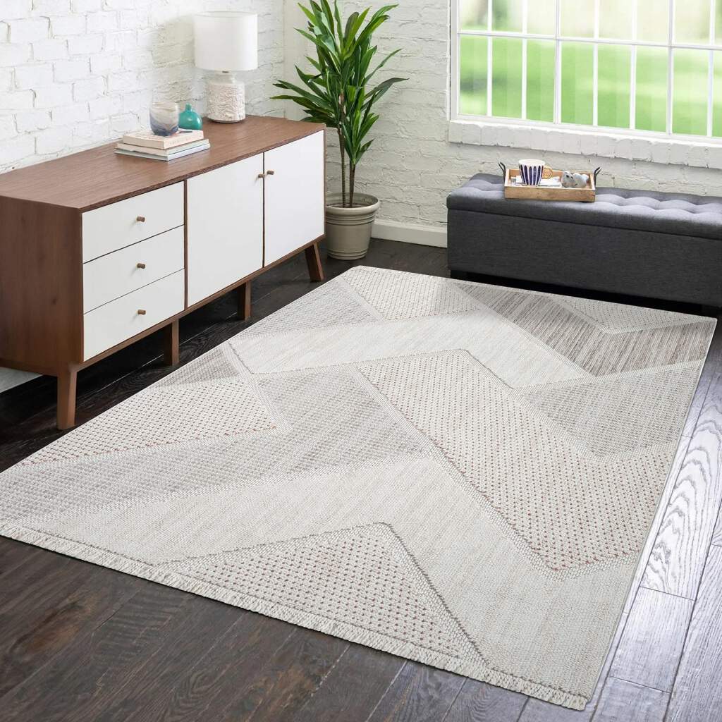 Teppich CARPET CITY "LINDO 8877", orange (terra), B:80cm H:11mm L:150cm, Obermaterial: 100% Polyester, Teppiche, Teppich, Kurzflor, Hochtief-Muster/ 3D-Effekt, Fransen, Boho-Stil, Wohnzimmer