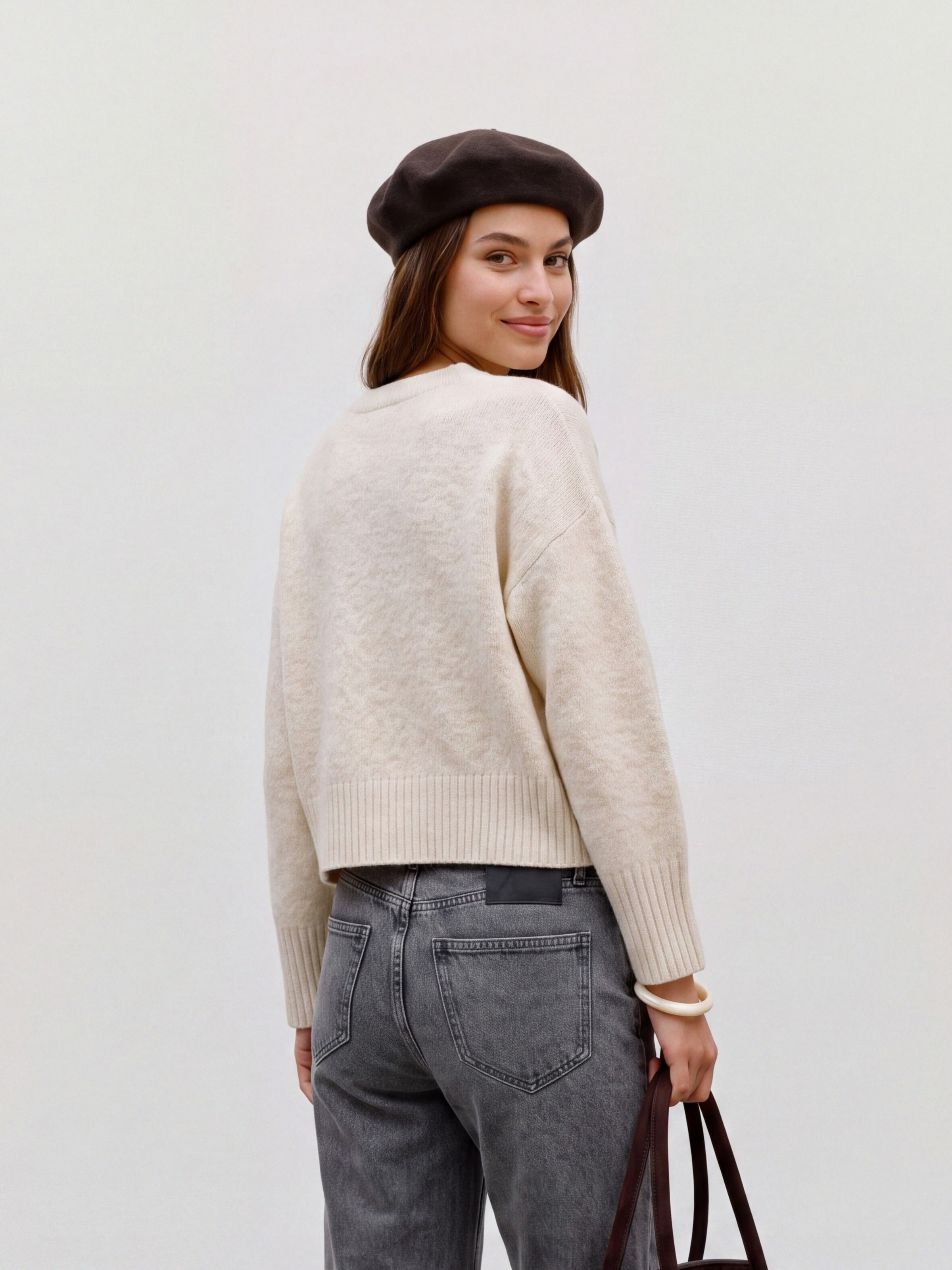 TOPSHOP Rundhalspullover »TSDAISY LS KNITTED JUMPER KNT NOOS« Materialmix, kürzer geschnitten