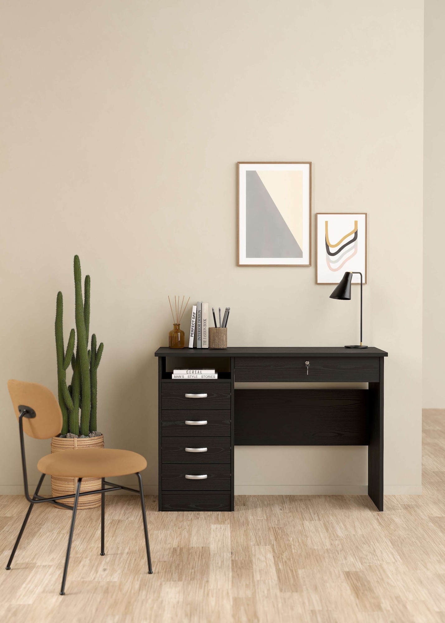 Home affaire Schreibtisch "Funktion Plus, Arbeitstisch, Bürotisch" Computertisch mit 5 Schubladen,1 abschließbar,Breite 110 cm