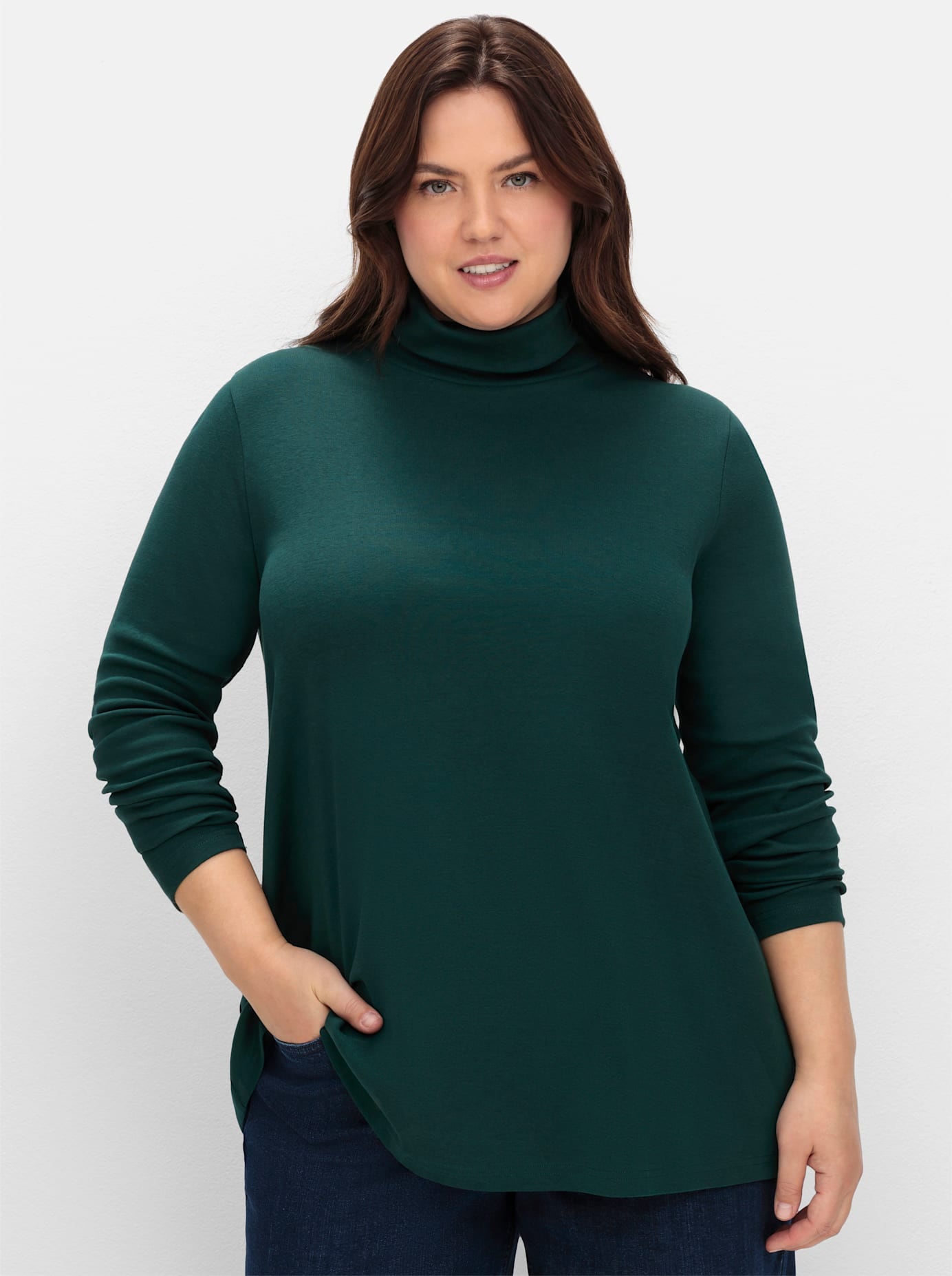 Sheego Langarmshirt "Rollkragen-Shirt", 1 Stk. günstig online kaufen